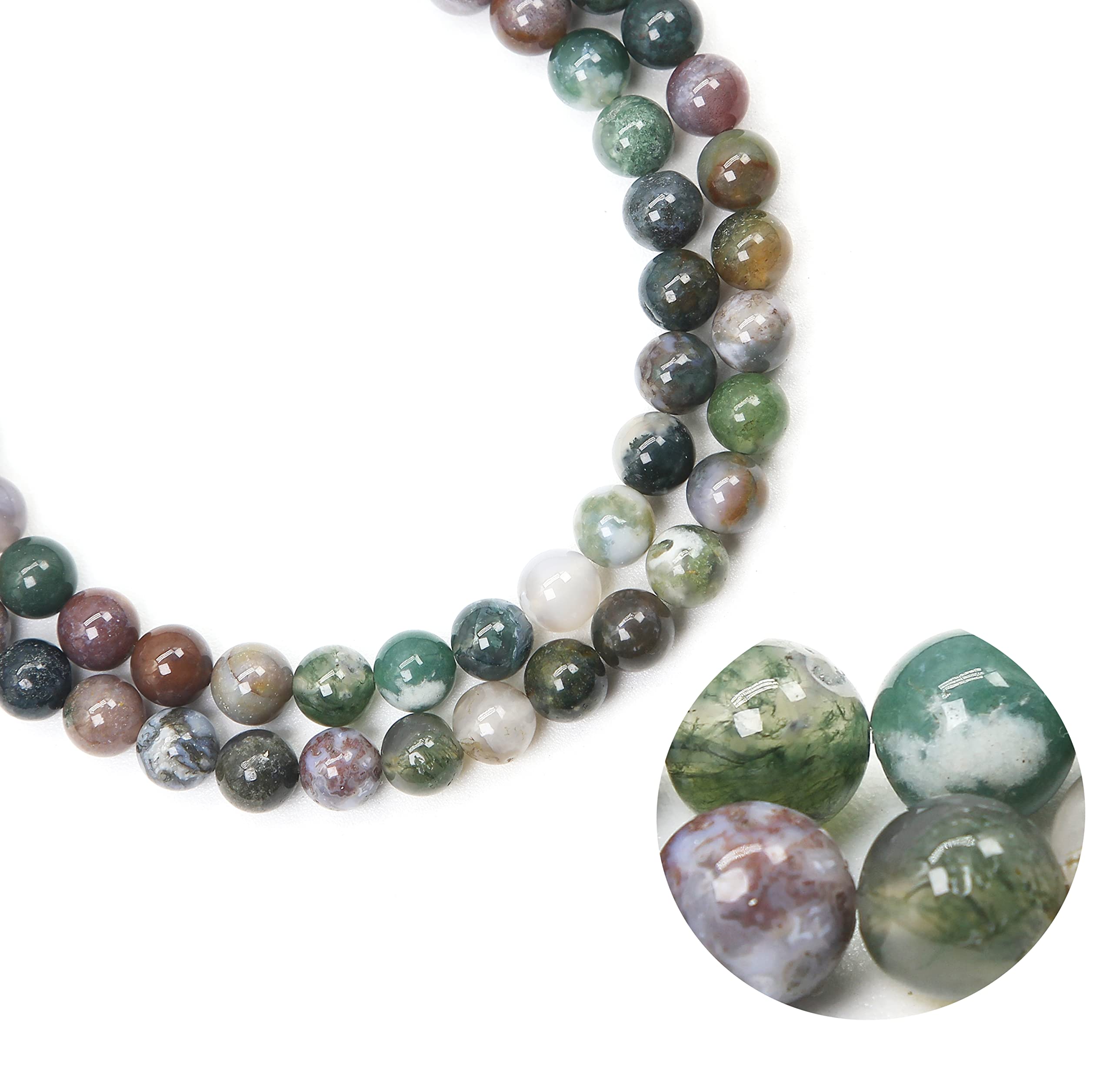 Natural Gemstone Round Loose Beads, DIY Jewelry Making 1 Strand 15" (8mm, Natural Indian Agate Gemstone)