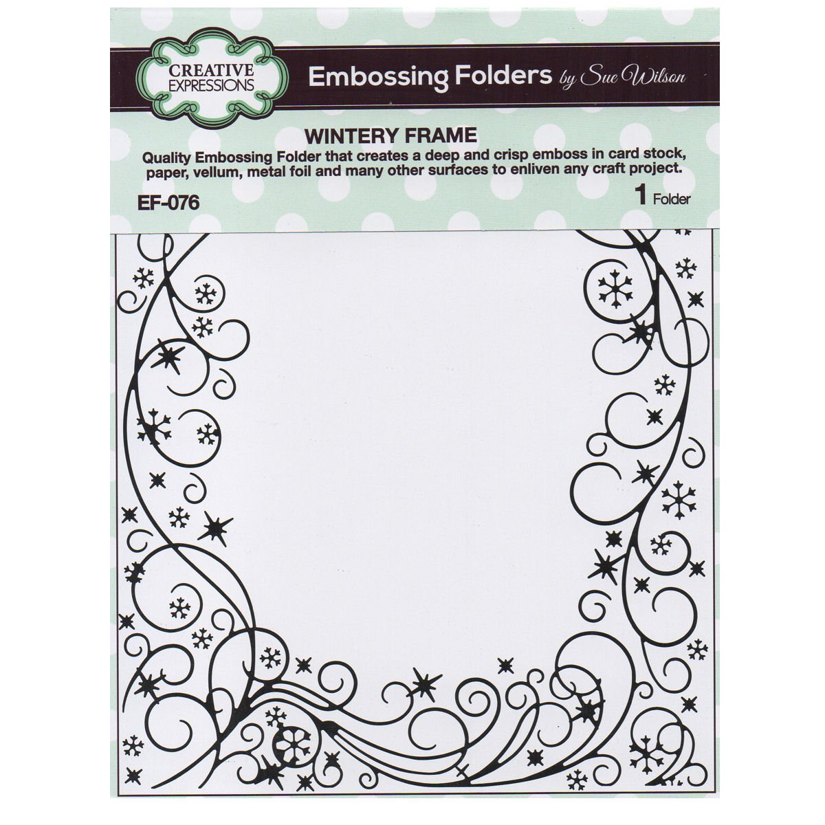 Sue Wilson EF-076 Wintery Frame - Embossing Folder, Transparent