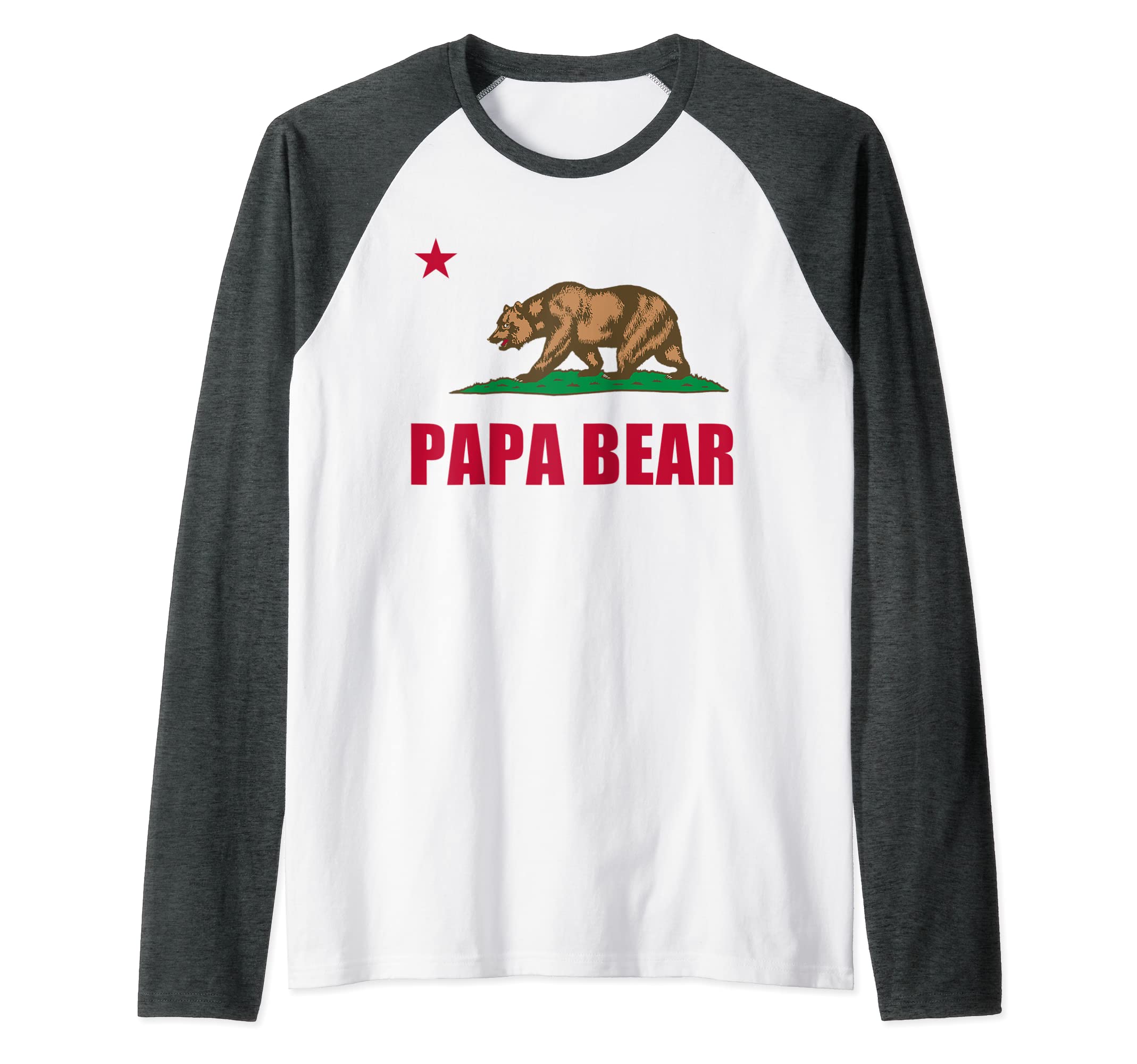 California Republic Papa Bear Dad Fathers Day Gift Raglan Baseball Tee