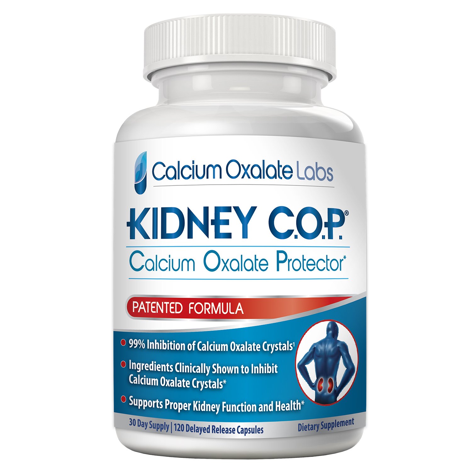 Kidney COP Calcium Oxalate Protector 120 Capsules, Patented Kidney Support for Calcium Oxalate Crystals, Stop Recurrence