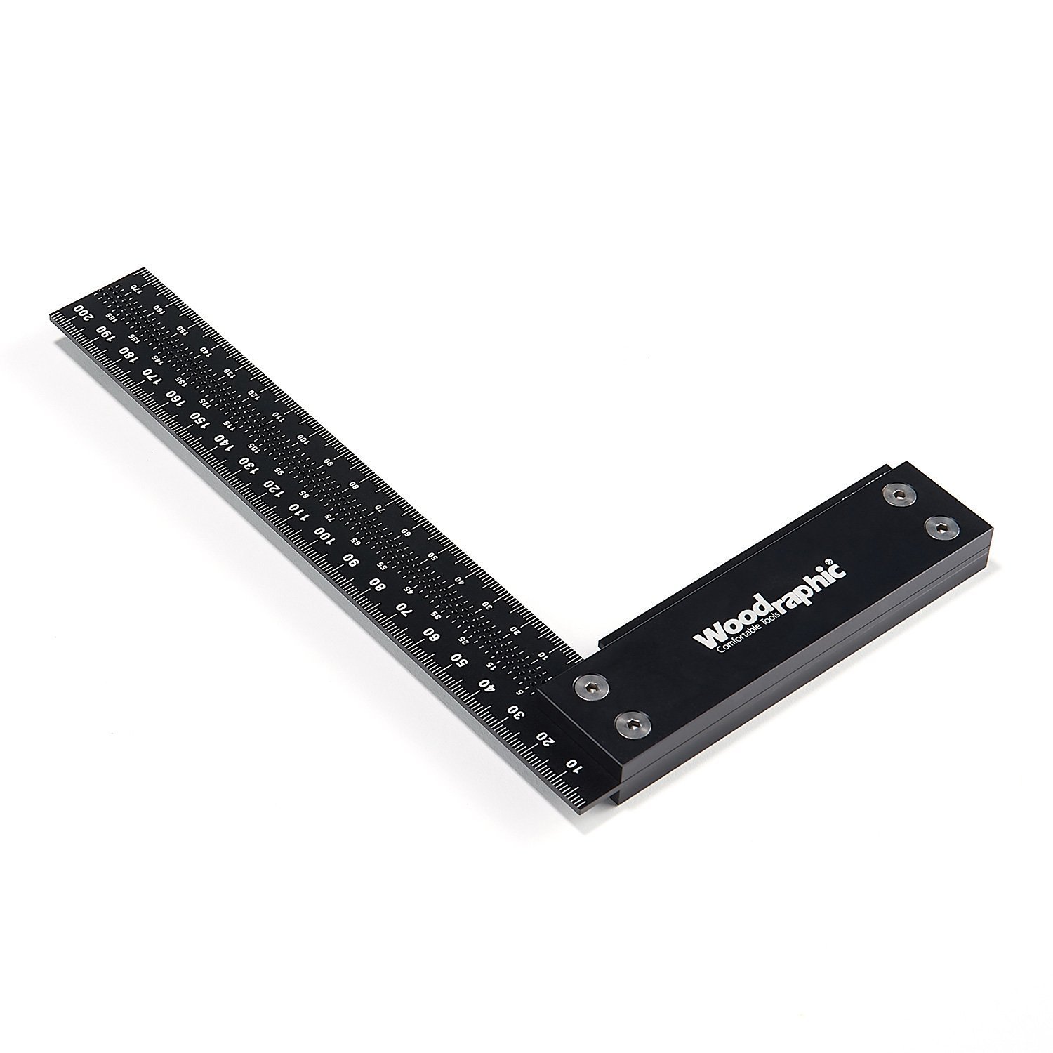 Woodraphic Precision Square Ruler for Measuring and Marking - Aluminum Steel Framing Tool for Professional Carpentry Use (200mm)