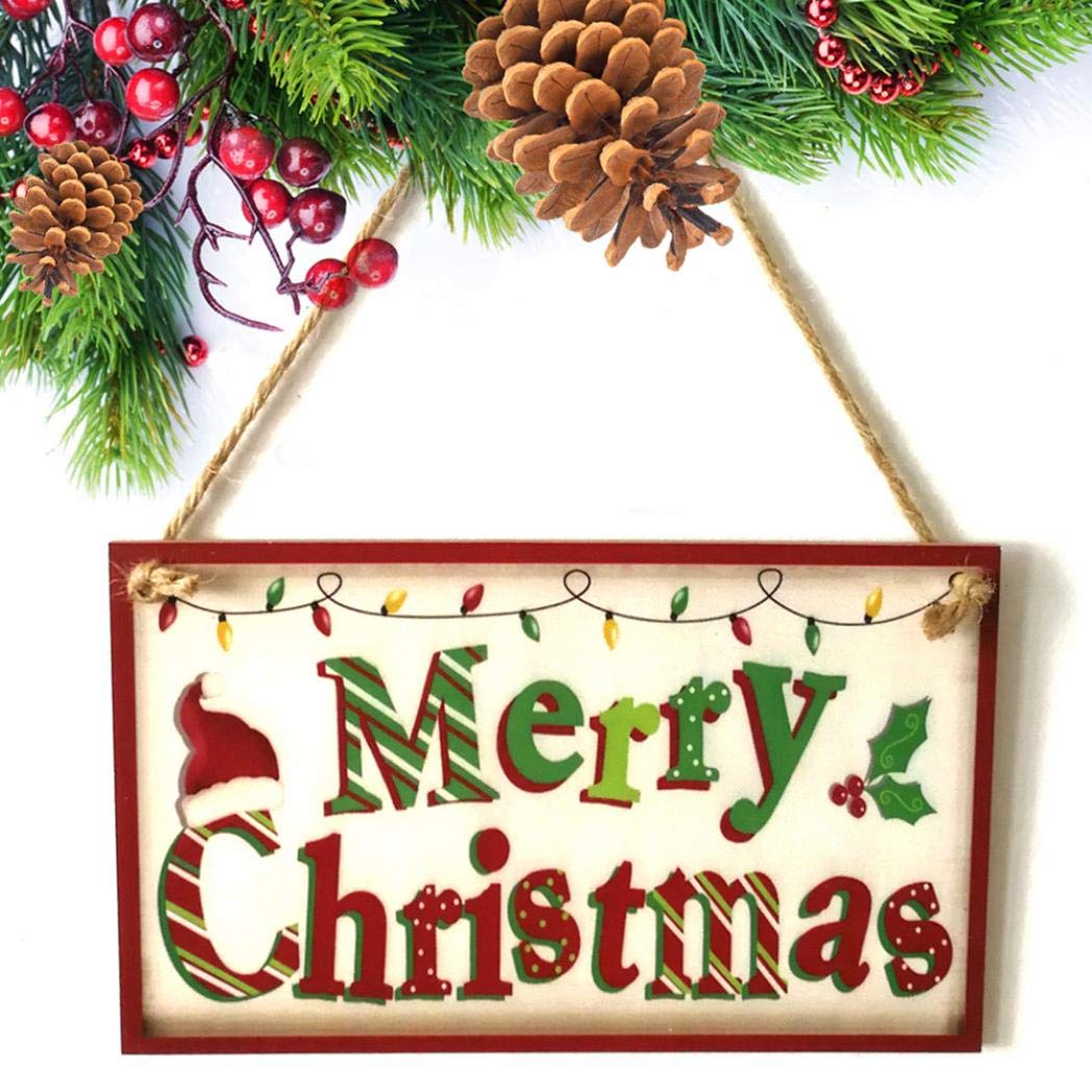 Merry Christmas Wall Door Hanging Plaque Sign Decoration Xmas Party Accessory