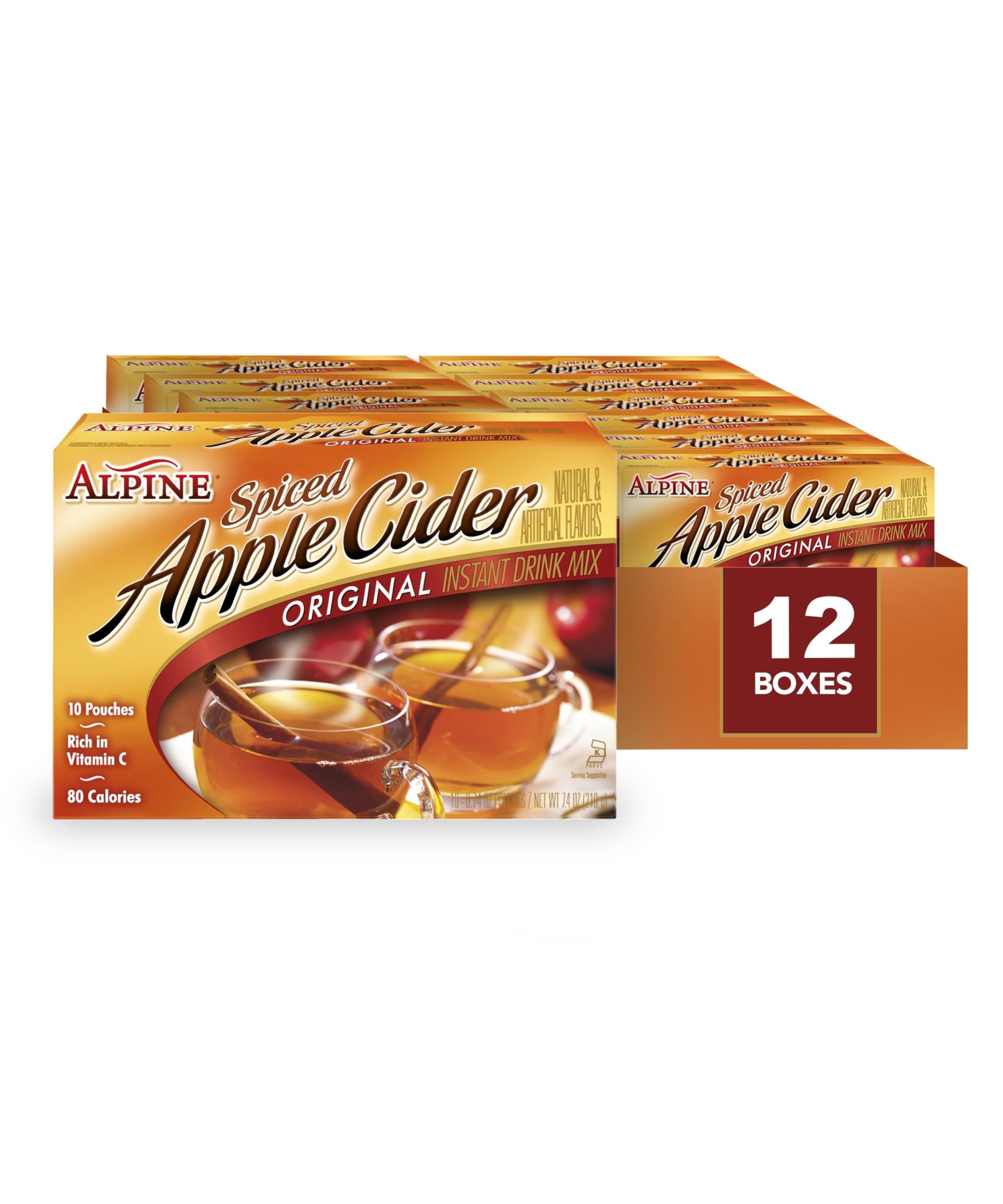 Alpine Original Spiced Apple Cider Instant Drink Mix, Rich in Vitamin C and Low Calorie, 0.74 Oz Pouch (Pack of 120)