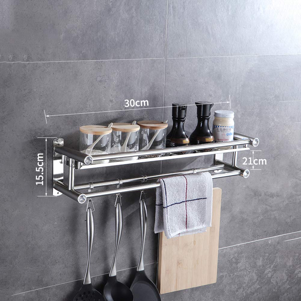 Kitchen Shelves Wall-Mounted Perforated-Free Storage Shelf Stainless Steel Knife Holder Spice Rack Kitchenware Storage Shelf,30cm single layer