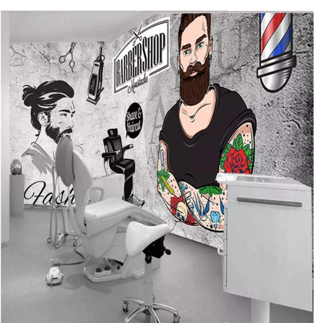 sasdasld Custom 3d wallpaper trend handsome cement wall beauty salon barber shop background wall high-grade waterproof material-140cmx110cm