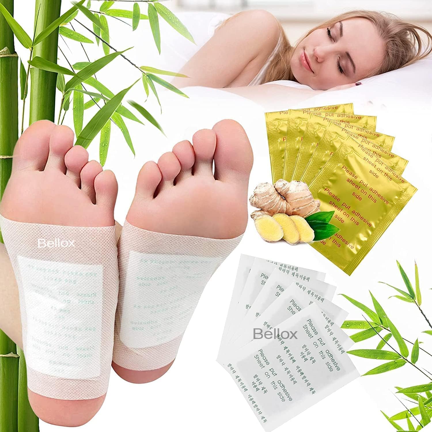 PANISHKA Cleansing Detox Foot Patches For Detoxification Pads Pain Free Foot Pads For Stress Relief Sleep Detoxing Release Body Remove Toxins Kit Natural ingredients Toxins Ginger Adhesive (10 pads)