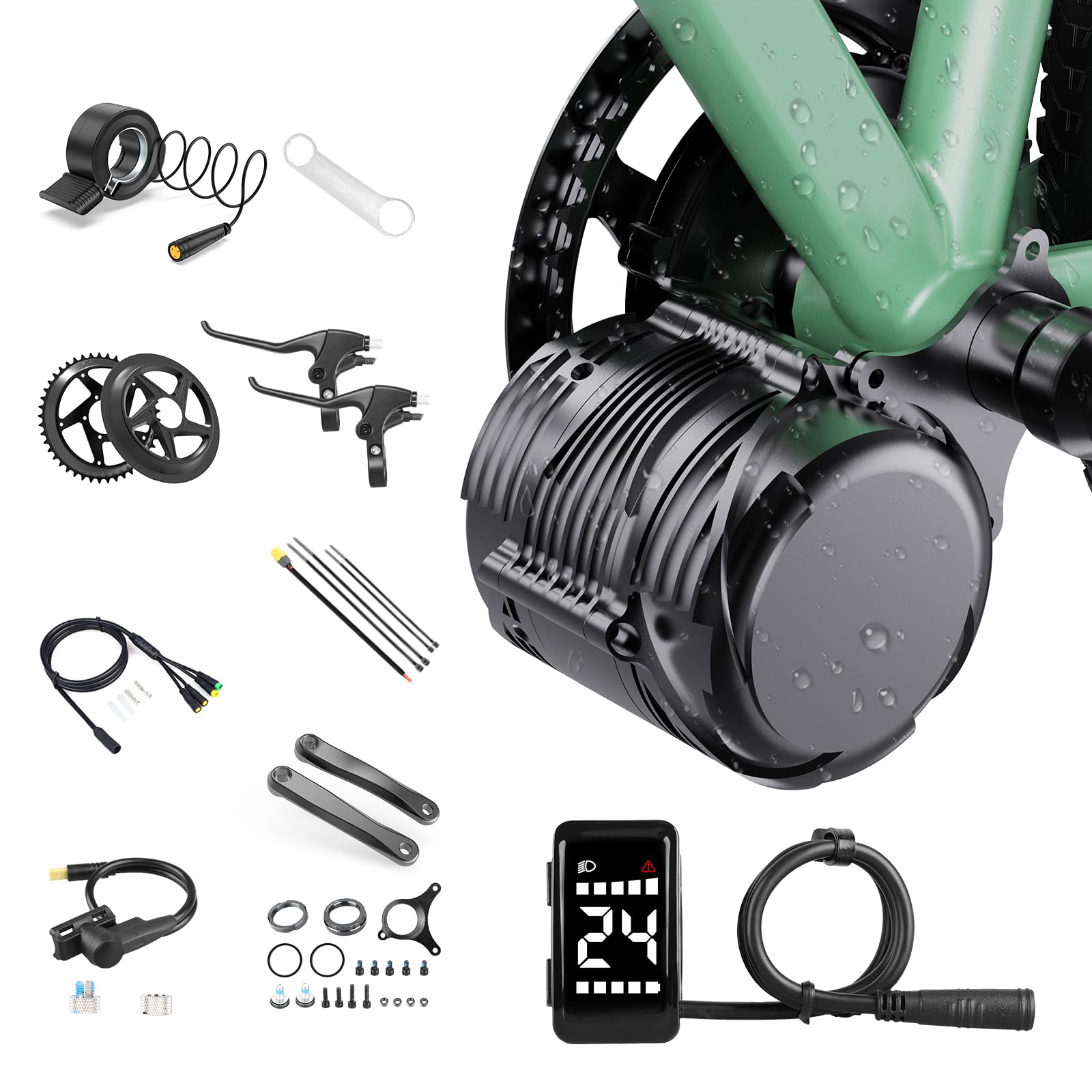 TSDZ8 48V750W Mid Drive Kit ,Upgraded 1056W Peak Power Torque Sensored Mid Drive Ebike Conversion Kit, Electric Bike Kit with Digital Display for 68-73MM Bottom Bracket Mountain Bike,Citybike,Tricycle