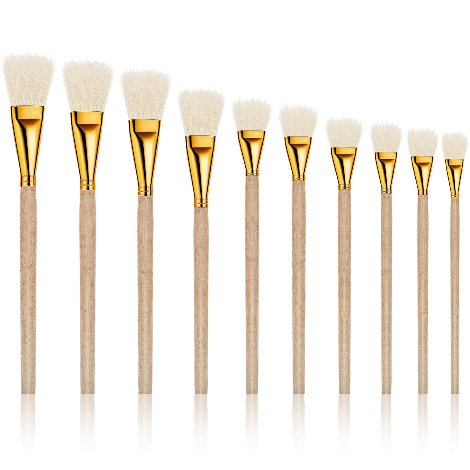 Cunhill 10 Pieces Gilding Brush Gold Leaf Paint Brush Goat Hair Duster Gold Paint Brush Sweep Mop 10 Types Metallic Foil Flakes Paint Brush for Gold Foil Gold Leaf Sheets Art Crafts Supplies