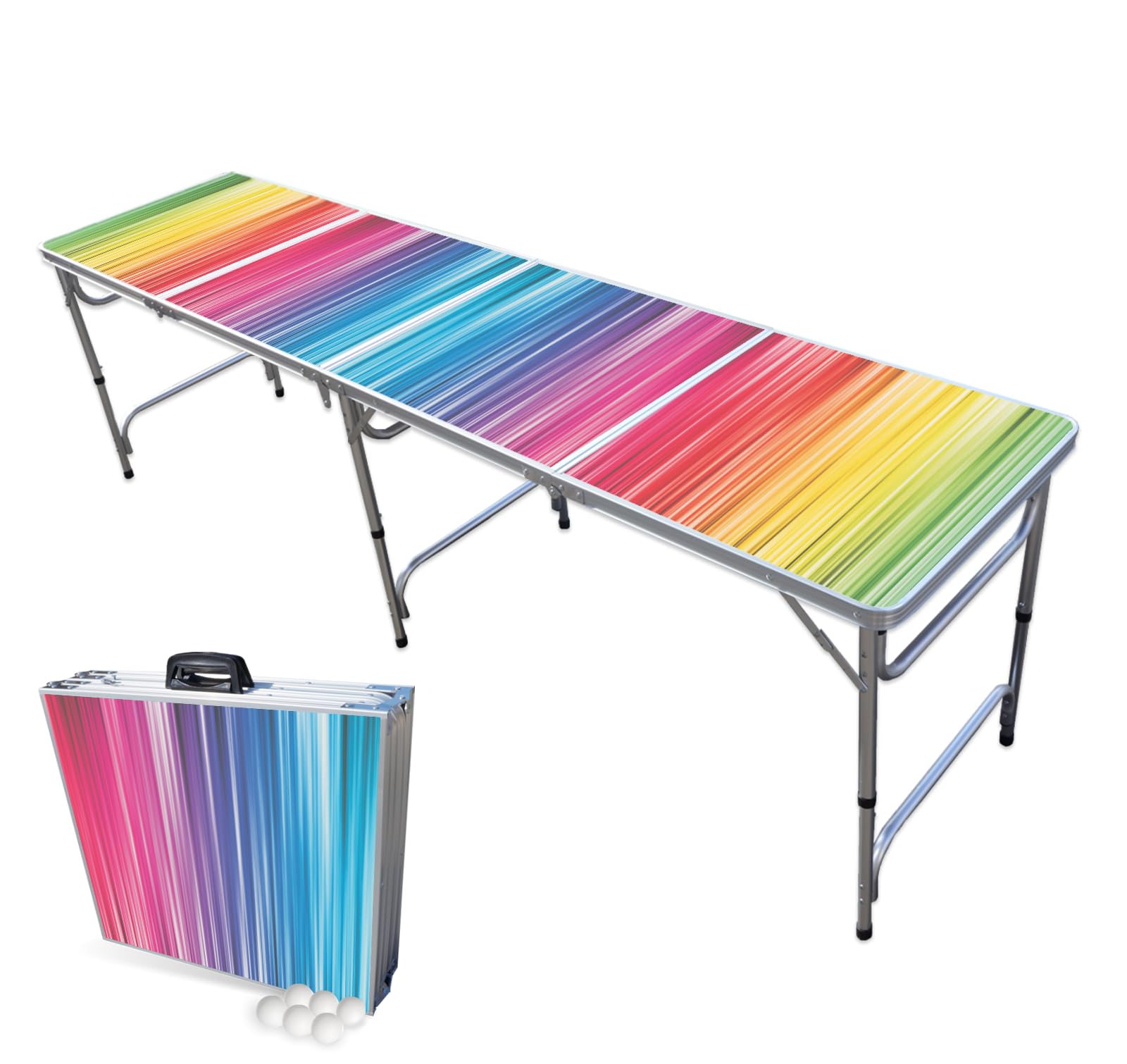 8-Foot Folding Pong Table - Choose Table Options (Base, Cup Holes, LED Lights, or Cup Holes & LED Lights) - Color Spectrum Edition