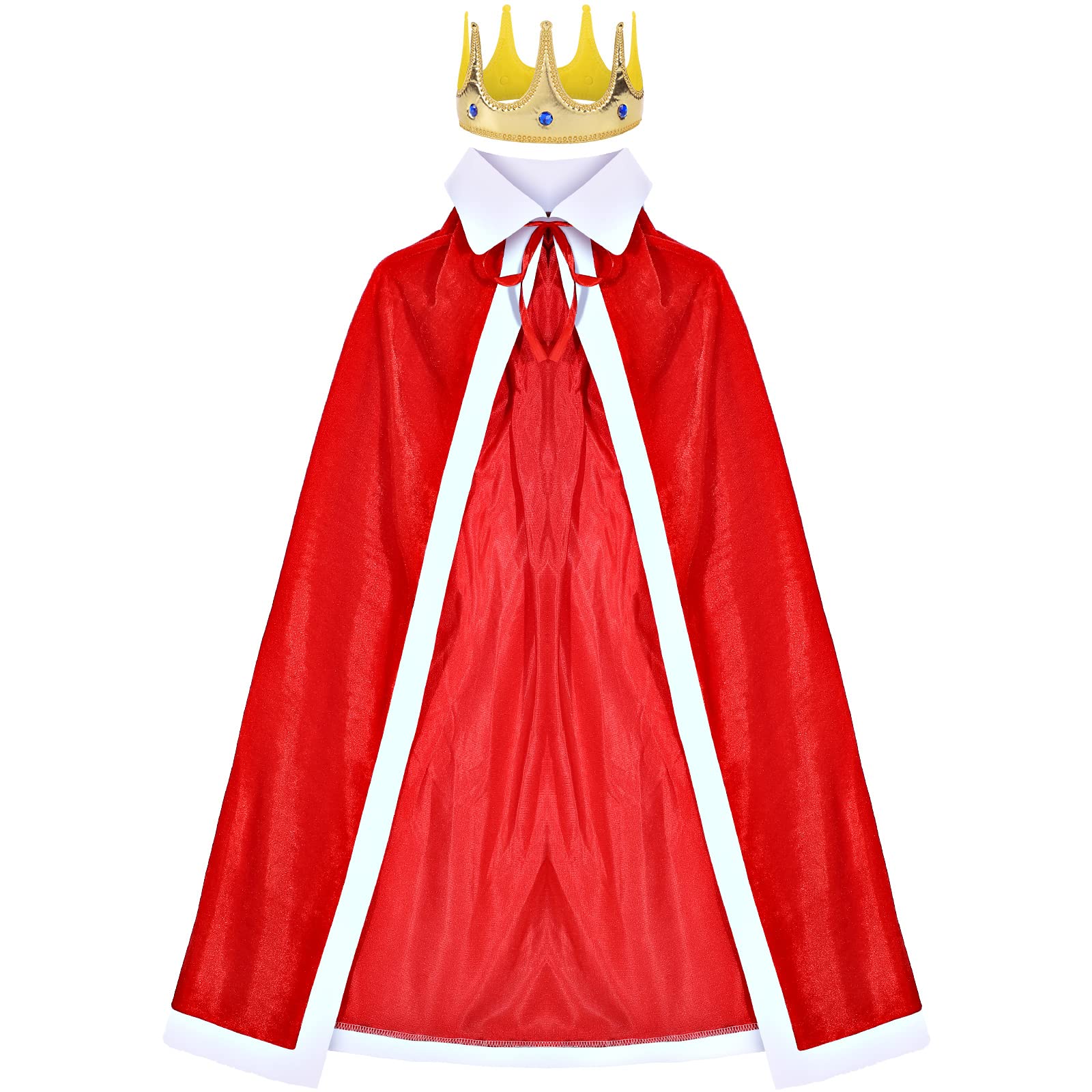 TisancyKids Costume Outfit, Medium, Unisex-Children's King Cloak Set with Crown Headband, Multicolored, Flannelette, for Halloween, Carnival, Party