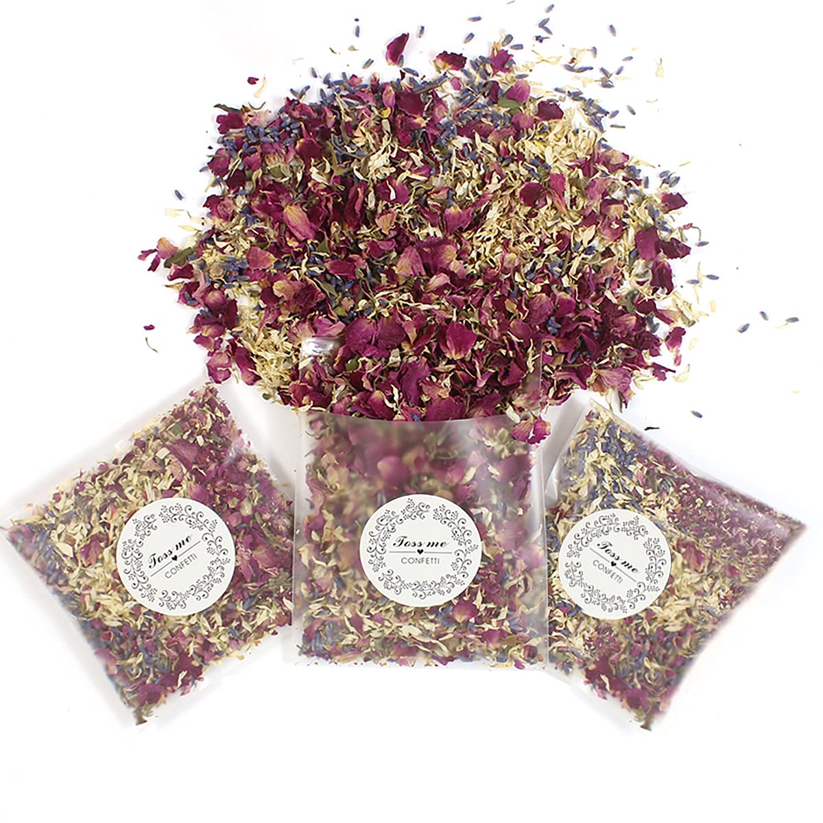 ECYC12 Packs Natural Wedding Confetti Throwing Dried Flower Petals, Biodegradable Rose Petal Confetti Wedding Party Decoration