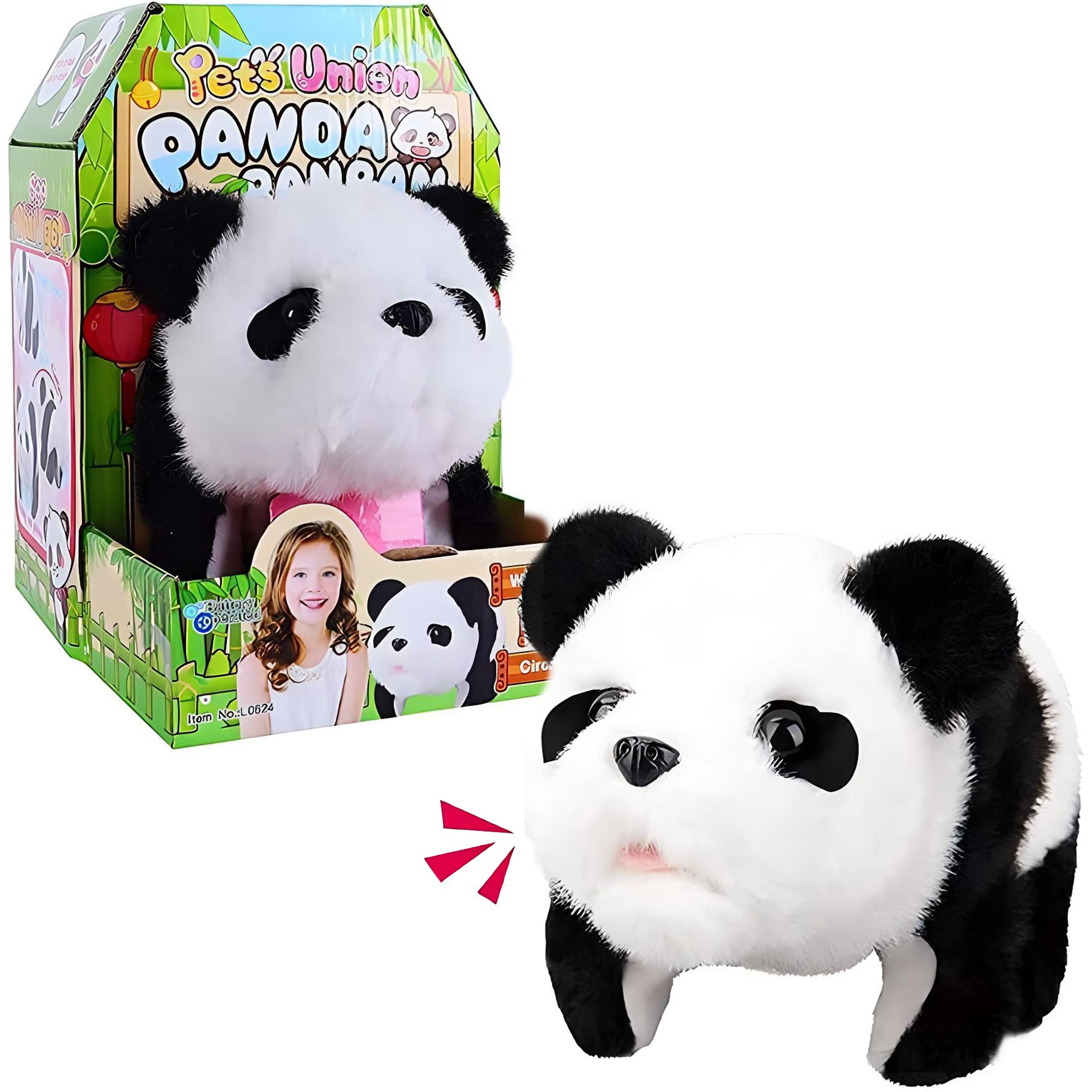 Liberty Imports Plush Panda Pet Electronic Toy - Walking, Turn Around, Make Sounds for Kids