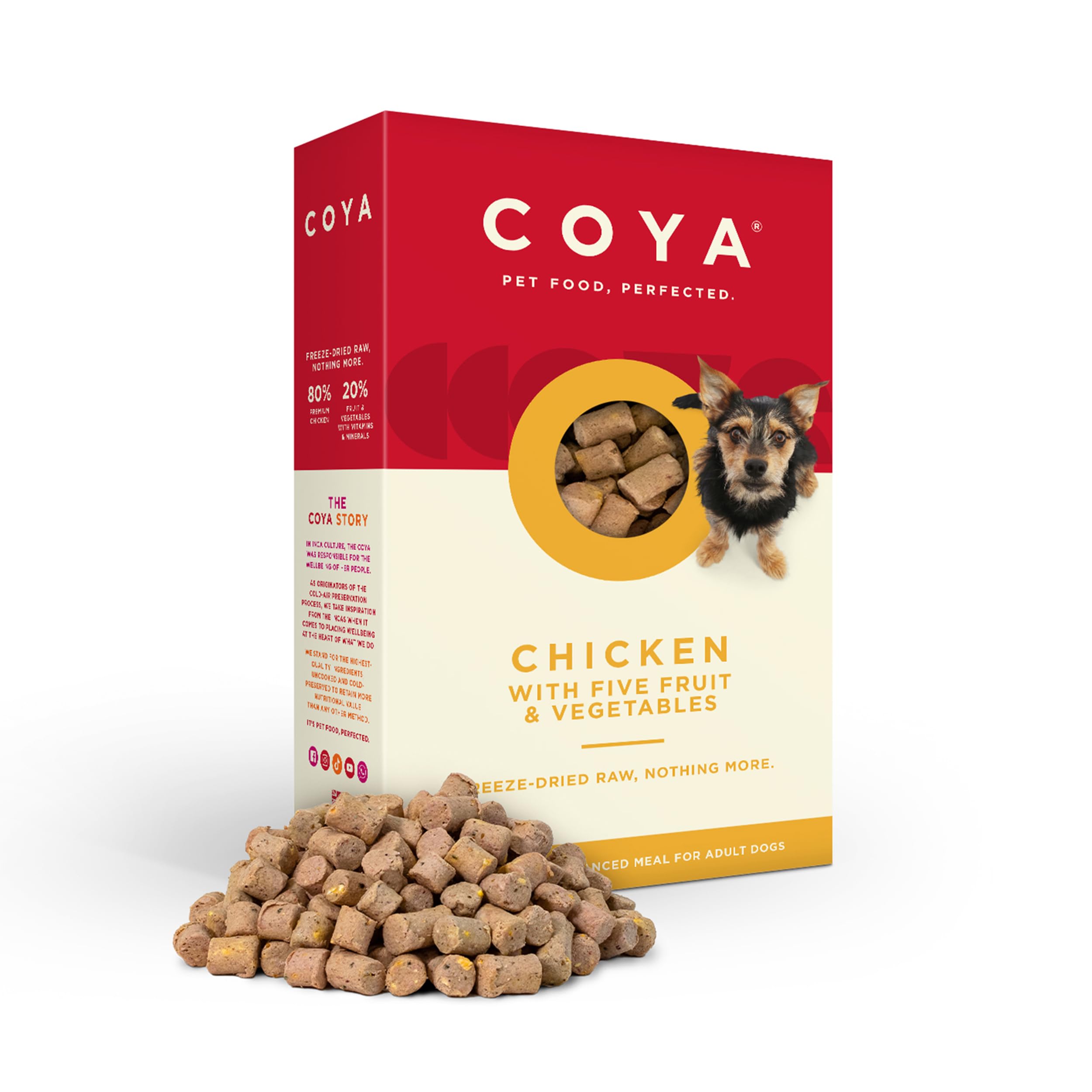 COYA Freeze-Dried Raw Dog Food, Chicken (6 x 150g) Hypoallergenic & Grain Free, Made With 80% Meat & 20% Fruit & Vegetables | Complete Raw Dog Food In A Freeze-Dried Solution, Raw Without The Chore