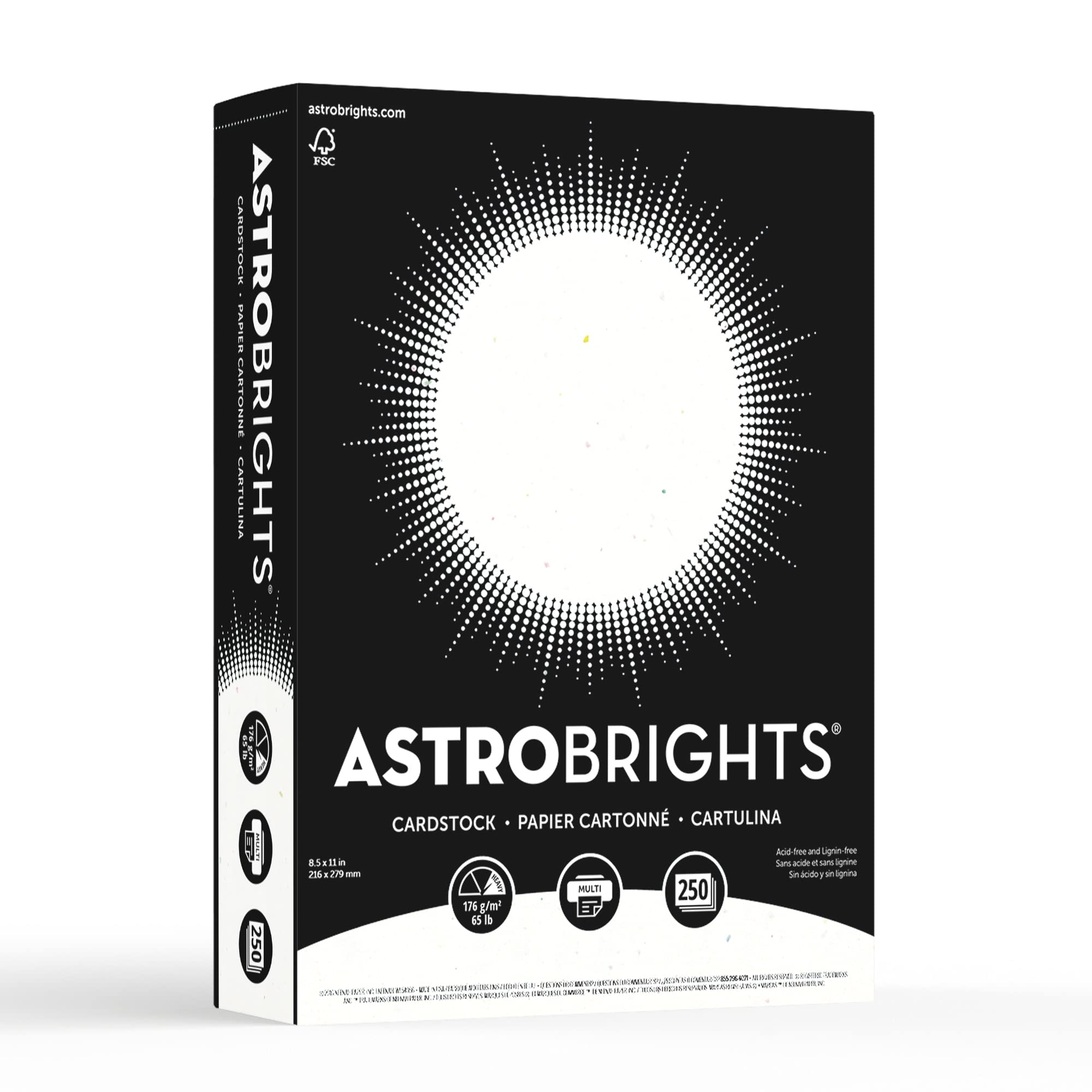 Astrobrights® Card Stock, Stardust White, Letter (8.5" x 11"), 65 Lb, Pack Of 250