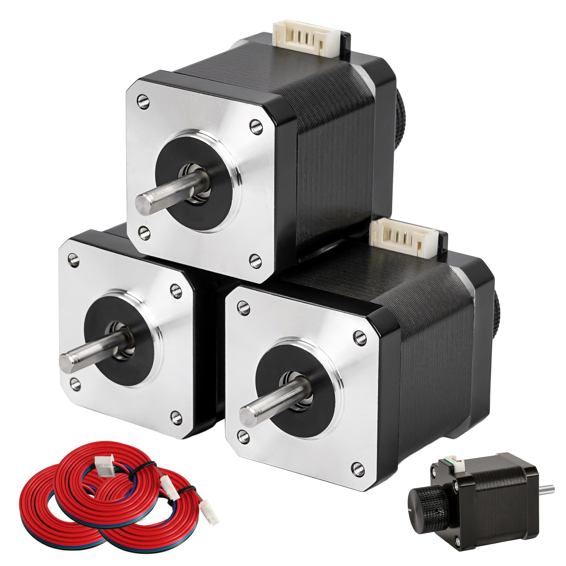 3 Packs Nema17 Stepper Motor 42x48MM 1.7A 56Ncm with 0.8m Cable Bipolar for CR-10, Ender 3, Anet A8, Anycubic Mega Series 3D Printers and CNC Extruder,CNC Mill Lathe Router