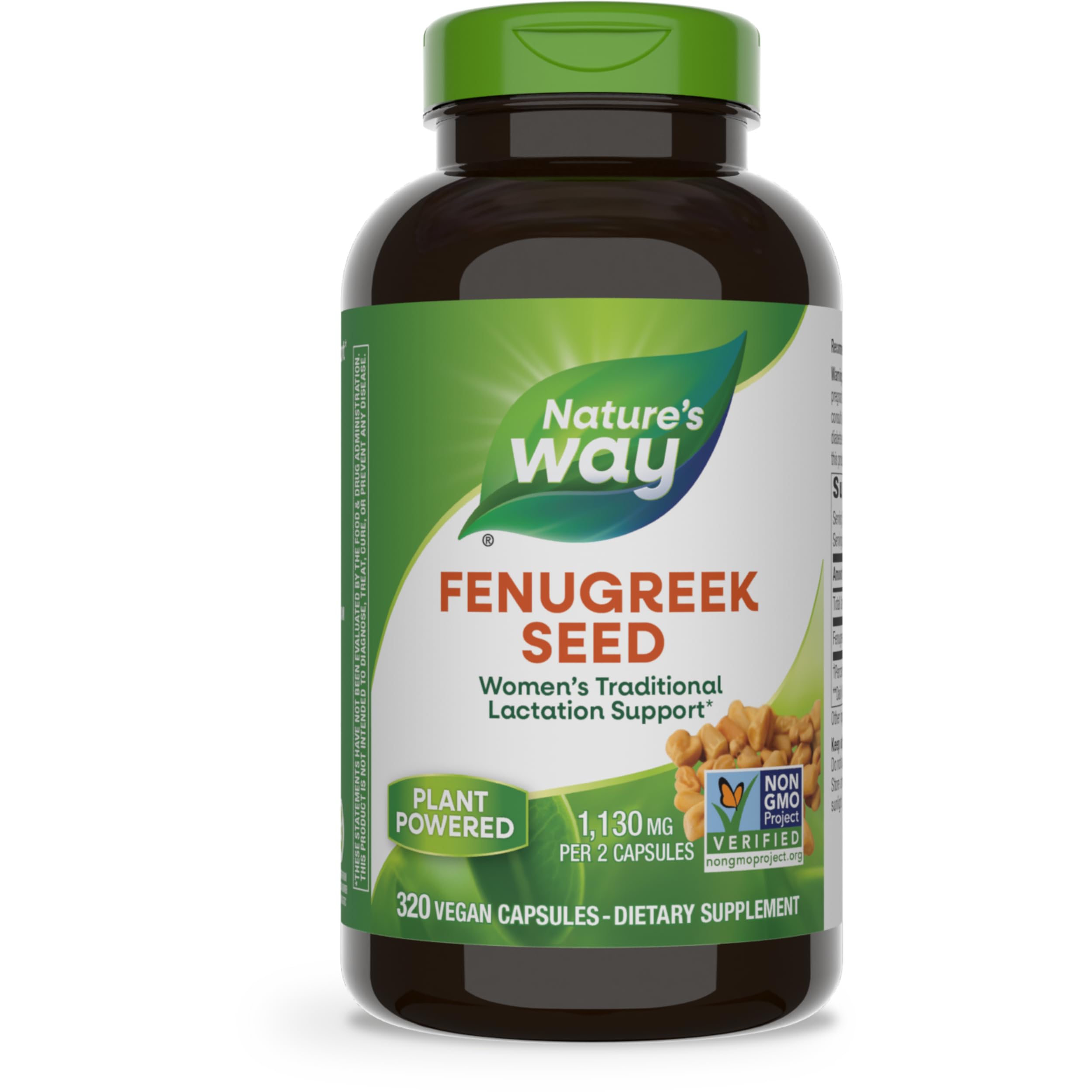 Nature's WayFenugreek Seed, Traditional Lactation/Breastfeeding Support*, Non-GMO Project Verified, Vegan, 320 Capsules (Packaging May Vary)