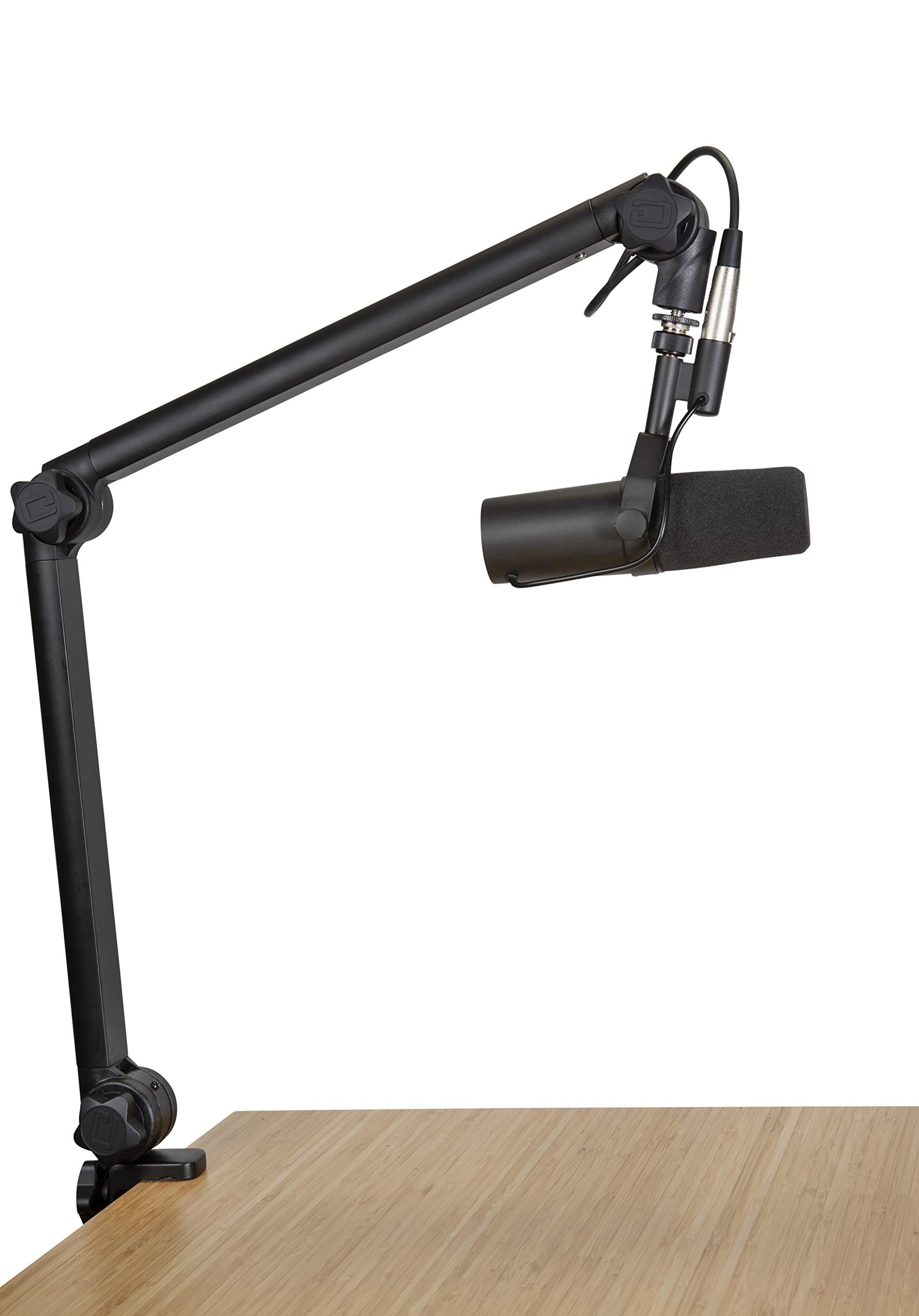 Gator Frameworks Deluxe Desk-Mounted Broadcast Microphone Boom Stand For Podcasts & Recording, Integrated XLR Cable; (GFWBCBM3000)