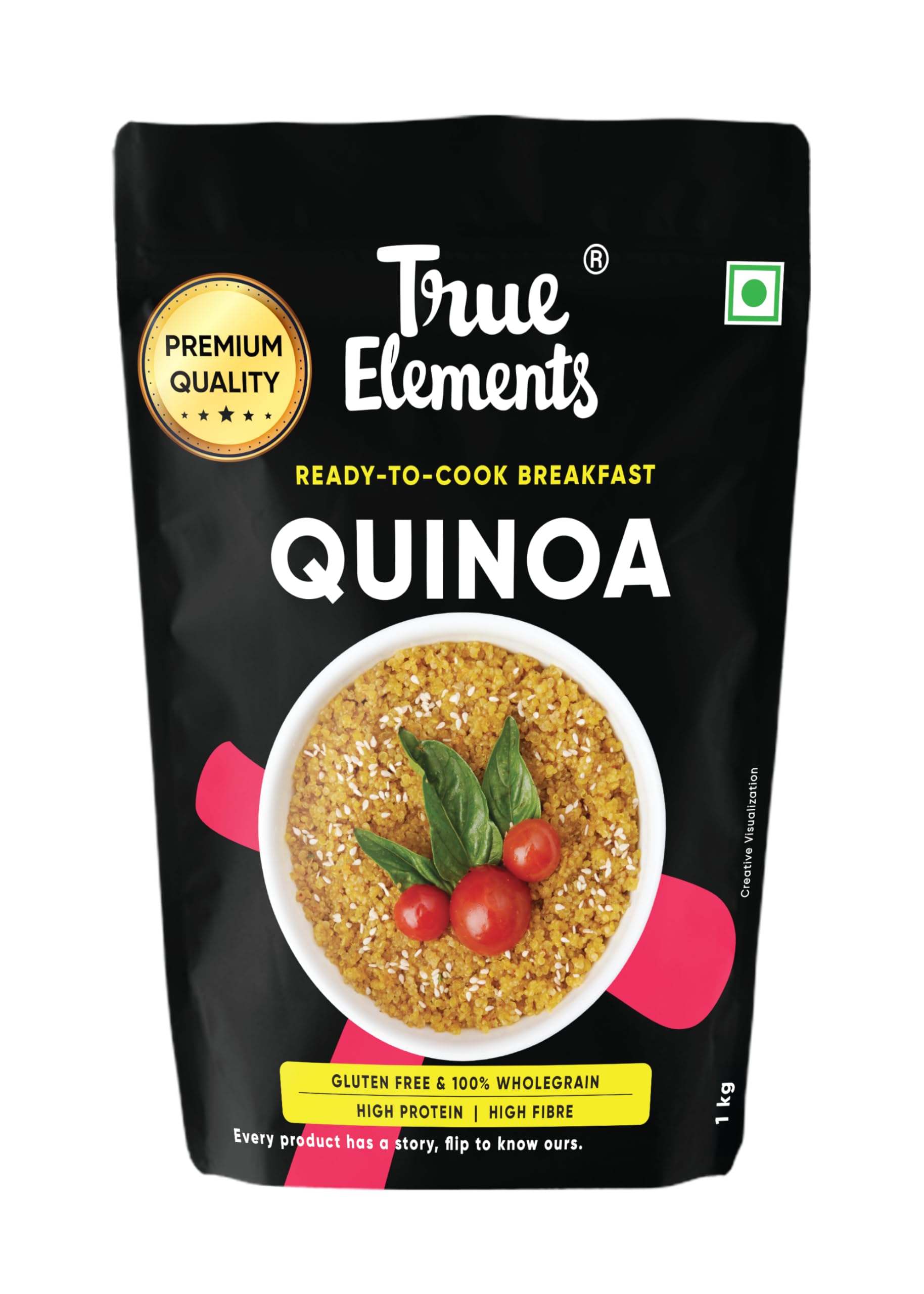 True Elements Quinoa 1kg - Gluten Free Breakfast | High Protein and Fibre | Quinoa Seeds | 100% Wholegrain Cereal | Quinoa Seeds | Diet food for Weight Management