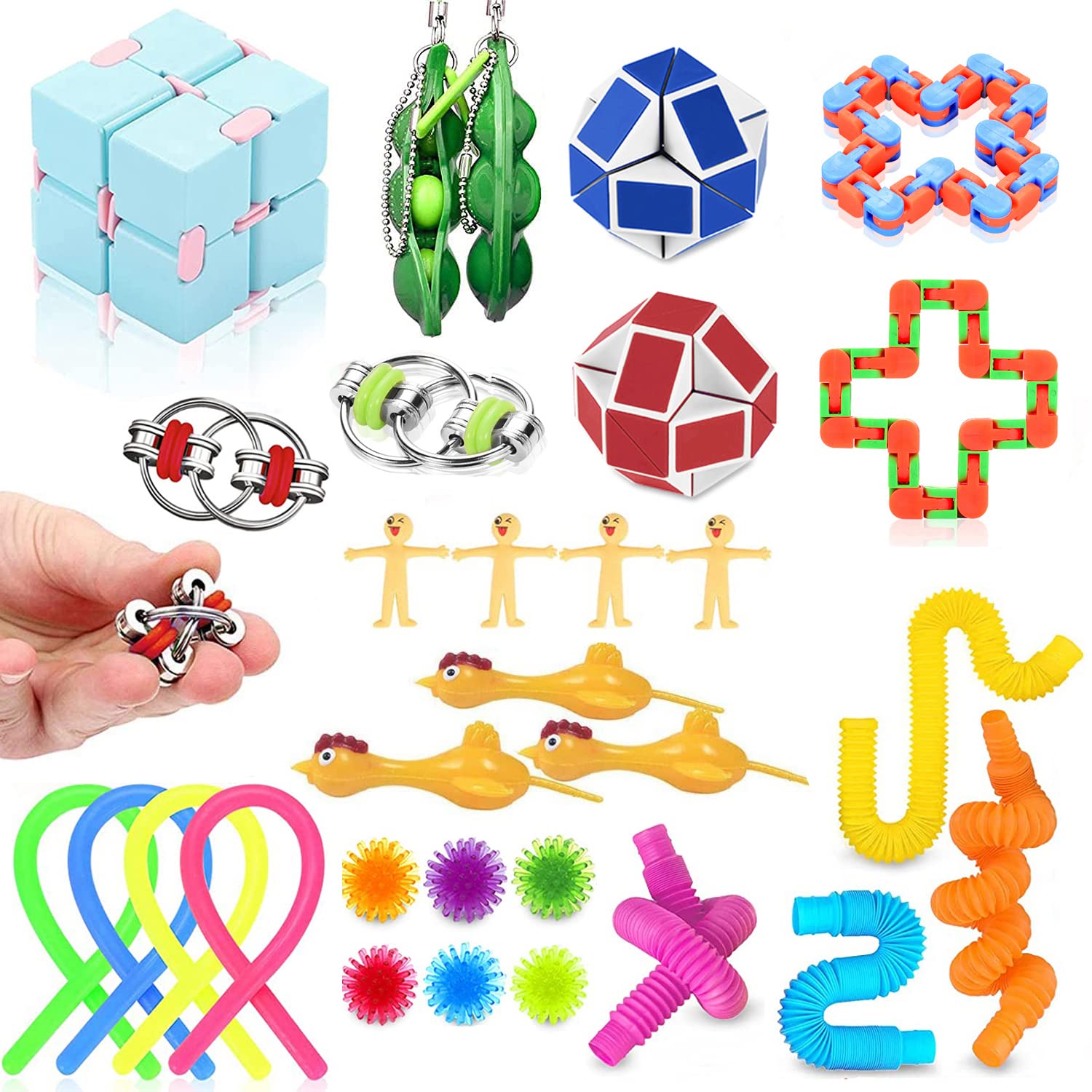 Fidget Toys Pack, 30Pcs Sensory Fidget Toys Set, Stress Anxiety Relief Squeeze Toys for ADD OCD Autistic Kids and Adults, Best Gifts for Holidays, Birthday party, Fun, Learning and Relaxation