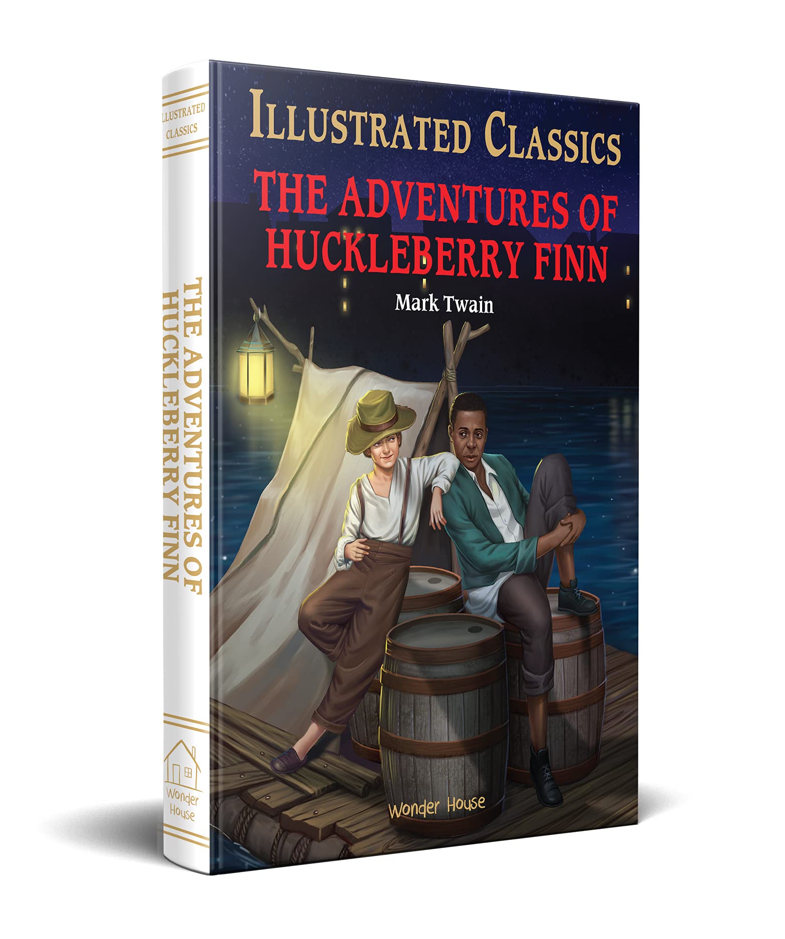 Wonder House Books The Adventures of Huckleberry Finn for Kids: llustrated Abridged Children Classic English Novel with Review Questions