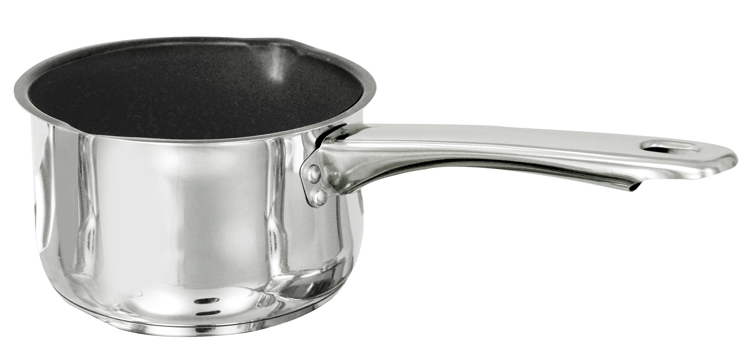 BuckinghamInduction Deep Milk Pan with Xylan Non-Stick Coating and Double Lip, Stainless Steel, 14 cm