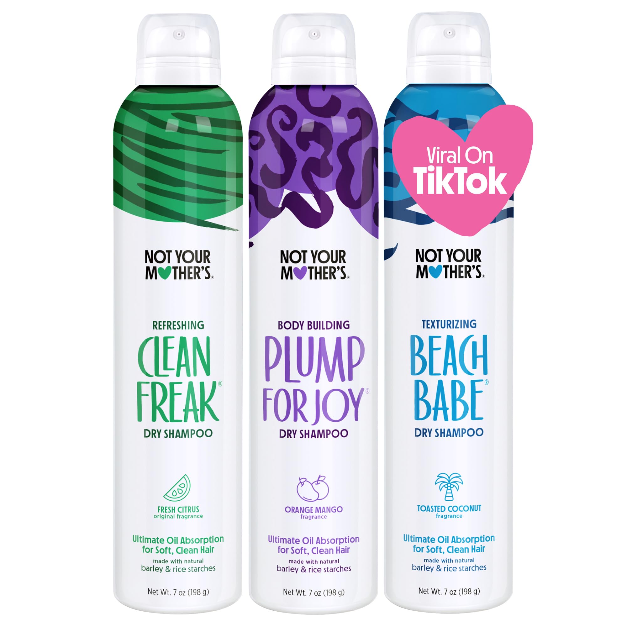 Not Your Mother's Dry Shampoo Assortment (3-Pack) - 7 oz - Clean Freak Dry Shampoo, Plump for Joy Dry Shampoo, Beach Babe Dry Shampoo - Instantly Absorbs Oil in Hair