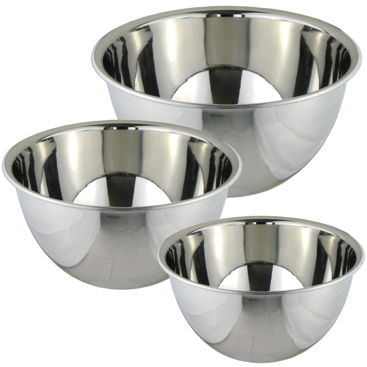 NagaoTsubamesanjo Deep Bowl Set, 7.9 inches (20 cm), 9.1 inches (23 cm), 10.2 inches (26 cm), 18-8 Stainless Steel, Made in Japan