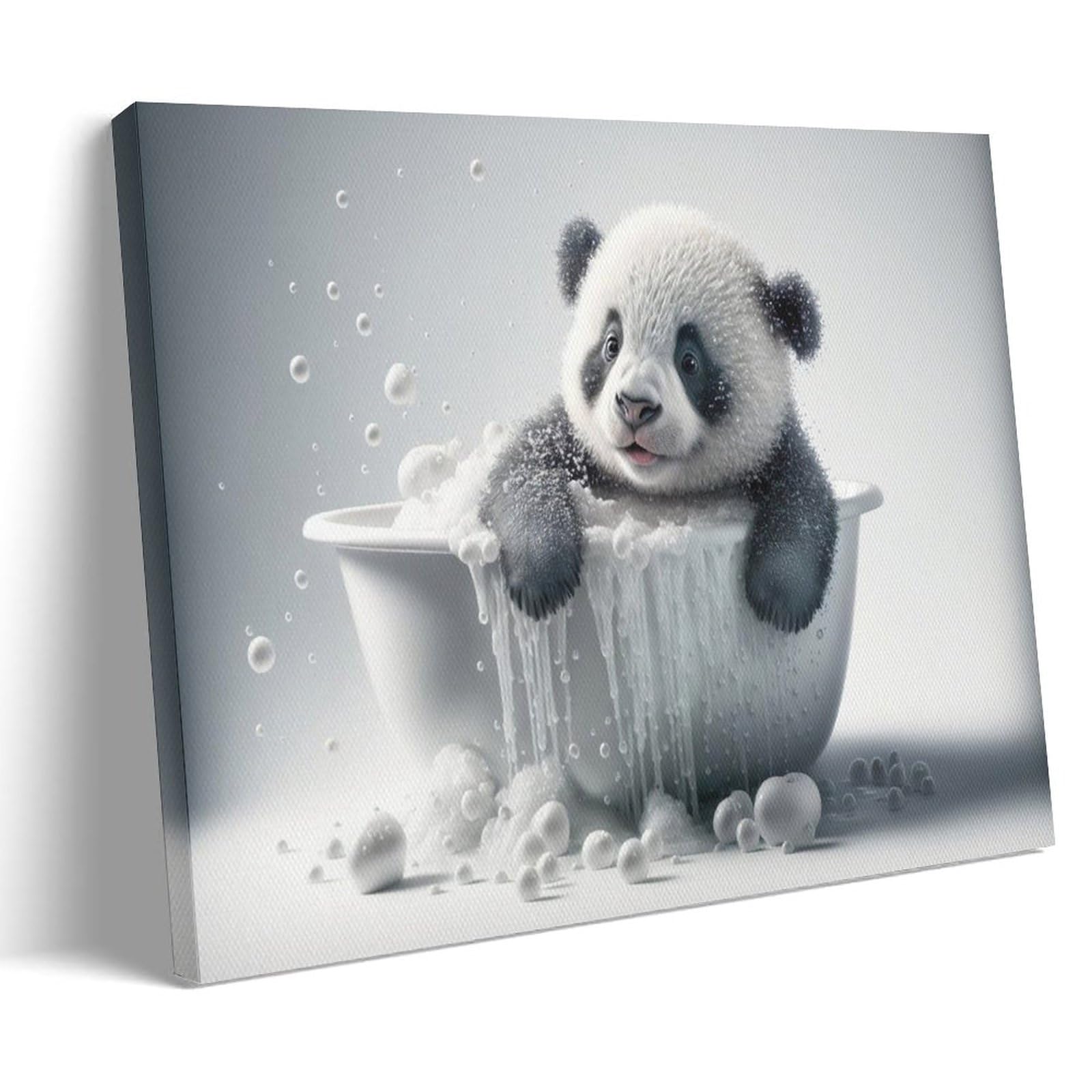 WEERSHUN Cute Baby Panda Bear in The Bathtub Humor Funny Animal Poster On Toilet Kids Bathroom Poster Canvas 90s Wall Art Room Aesthetic Posters 20x30inch(50x75cm)