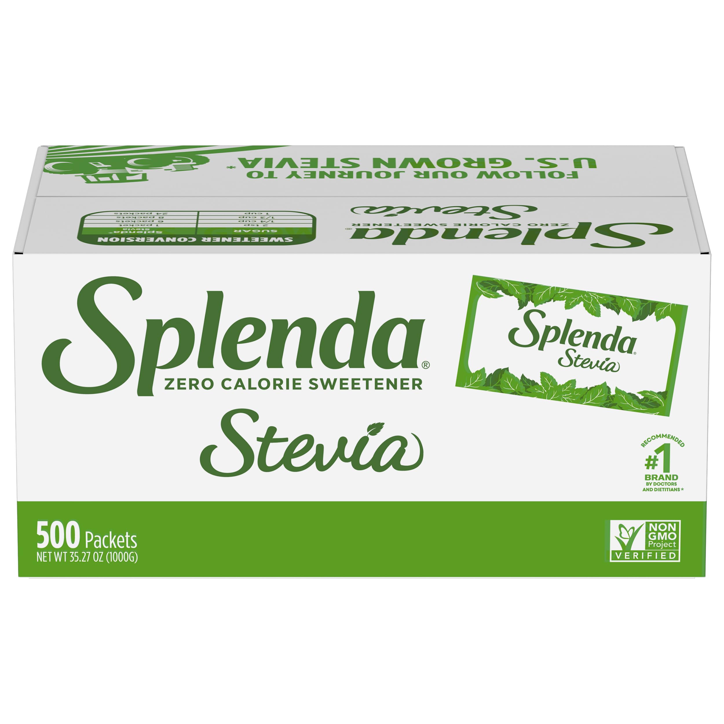 SPLENDAStevia Zero Calorie Sweetener, Plant Based Sugar Substitute Granulated Powder, Single Serve Packets, 500 Count (Pack of 1)