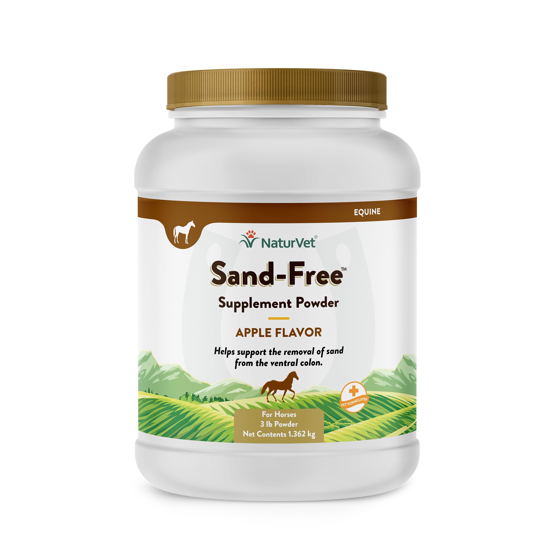 NaturVet – Sand Free Horse Powder – 3 lbs – Maintains Healthy Intestinal Function – Supports Removal of Sand from Ventral Colon – Enhanced with Tasty Apple Flavor