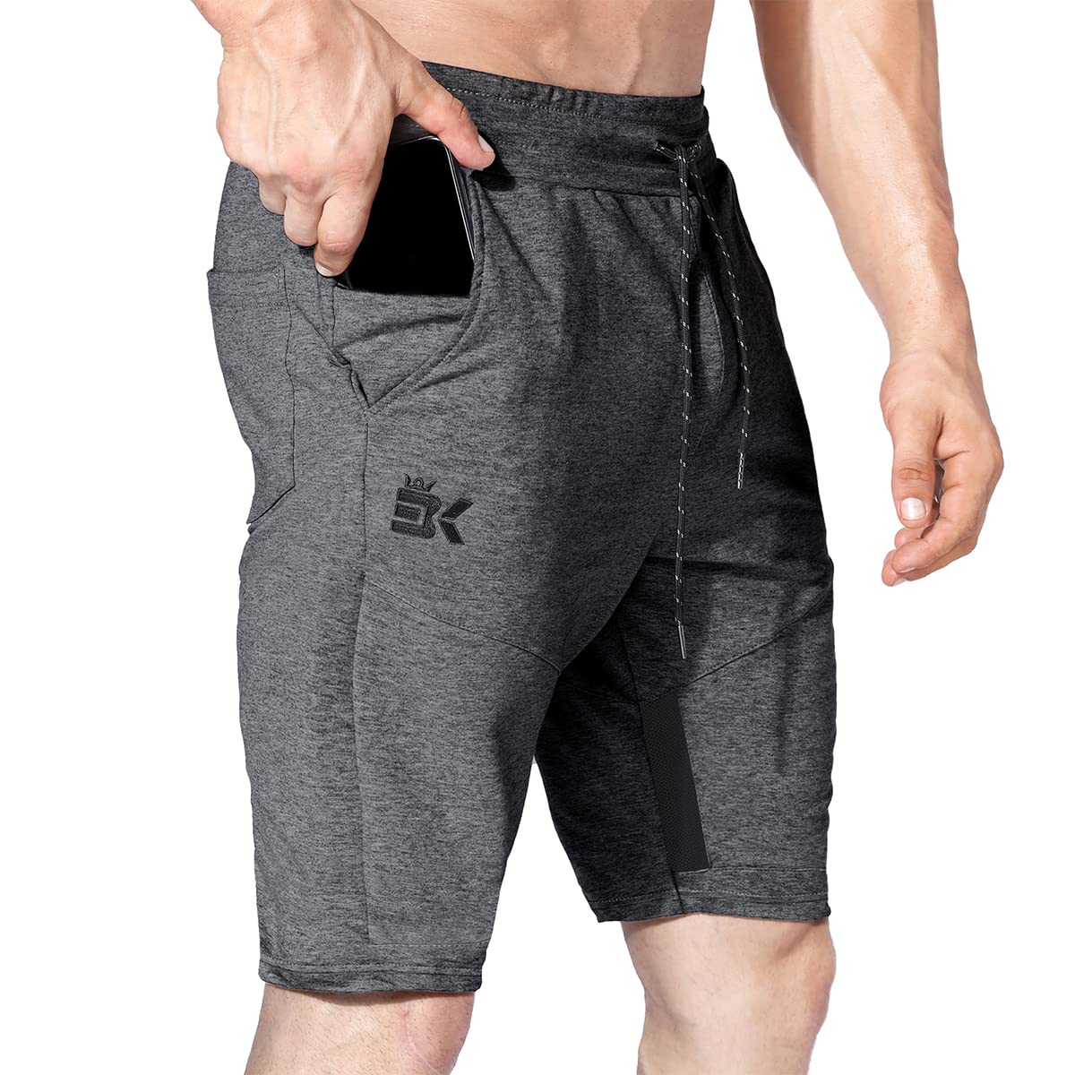 Men's Fitted Bodybuilding Shorts Lightweight Running Shorts Gym Breathable Jogging Pace Shorts with Pockets