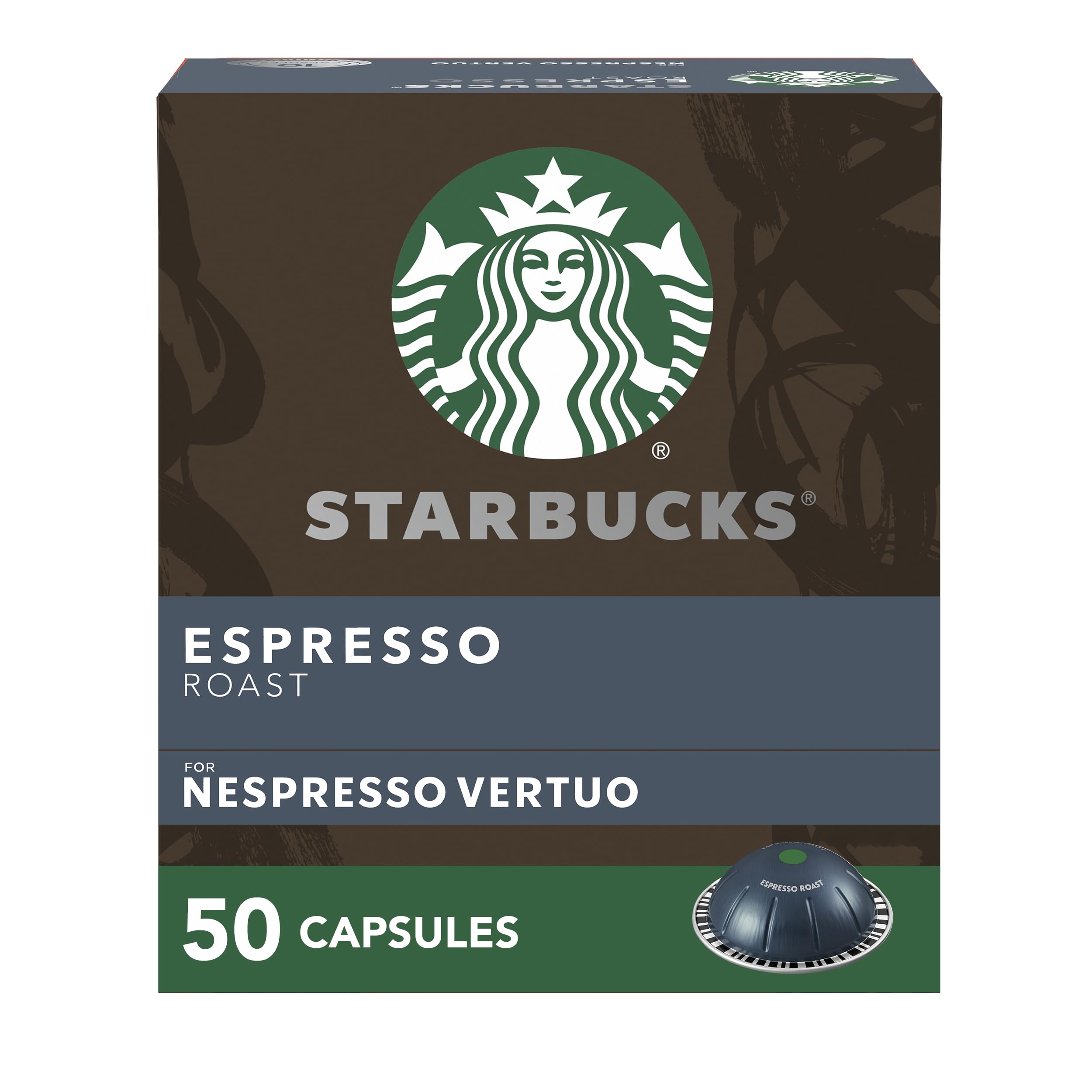 Starbucks by Nespresso Vertuo, Dark Roast Espresso, 50-count Espresso Pods, Brews 1.35 oz.