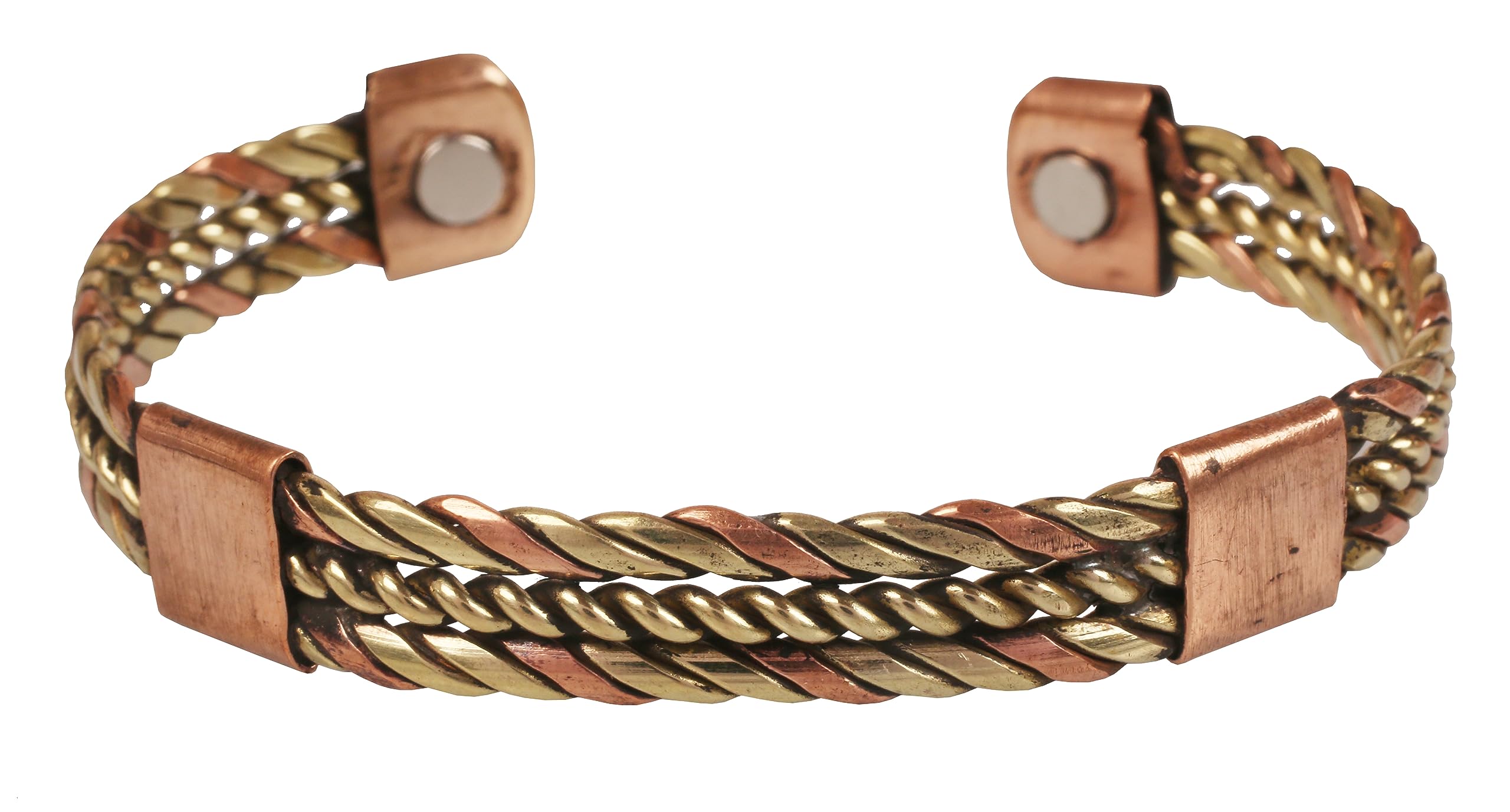 TouchstoneTouchstone Handcrafted Braided Copper Brass Multi Layer Magnetic Hand Forged With Solid High Gauge Tibetan Minimalistic Elegance Bracelet In Two Tones For Men And Women.