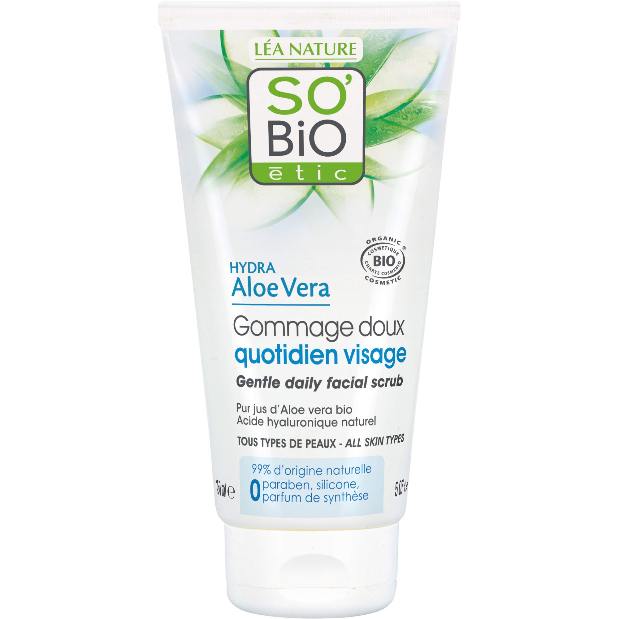 So'Bio Étic Ã‰tic So Bio Cosmos Organic Hydra Aloe Vera Gently Daily Facial Scrub, 150ml | For daily use | All skin types.