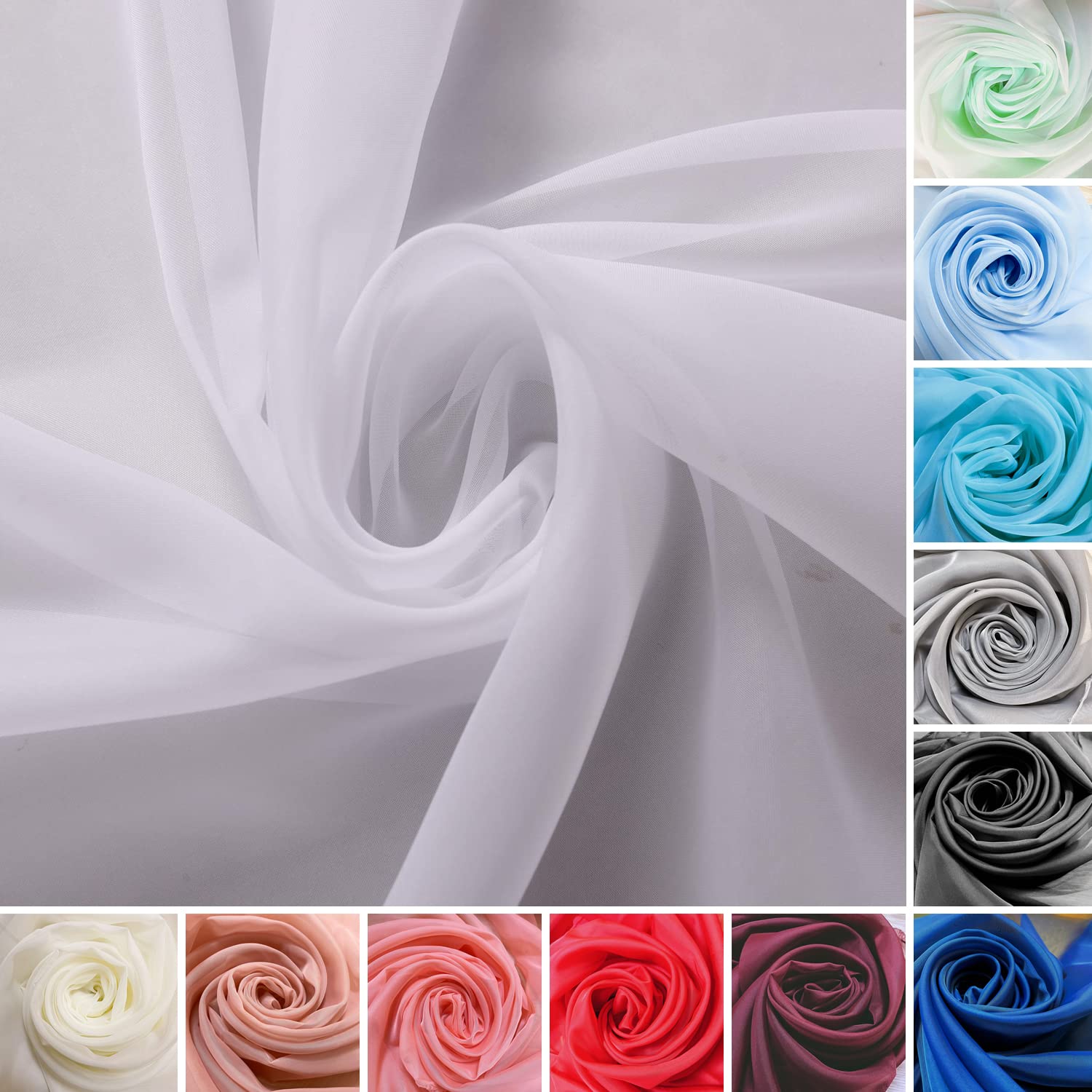 Megachest Wedding Voile Fabric 58 Inches Wide DIY Material (Snow White, 5 Meters Long)