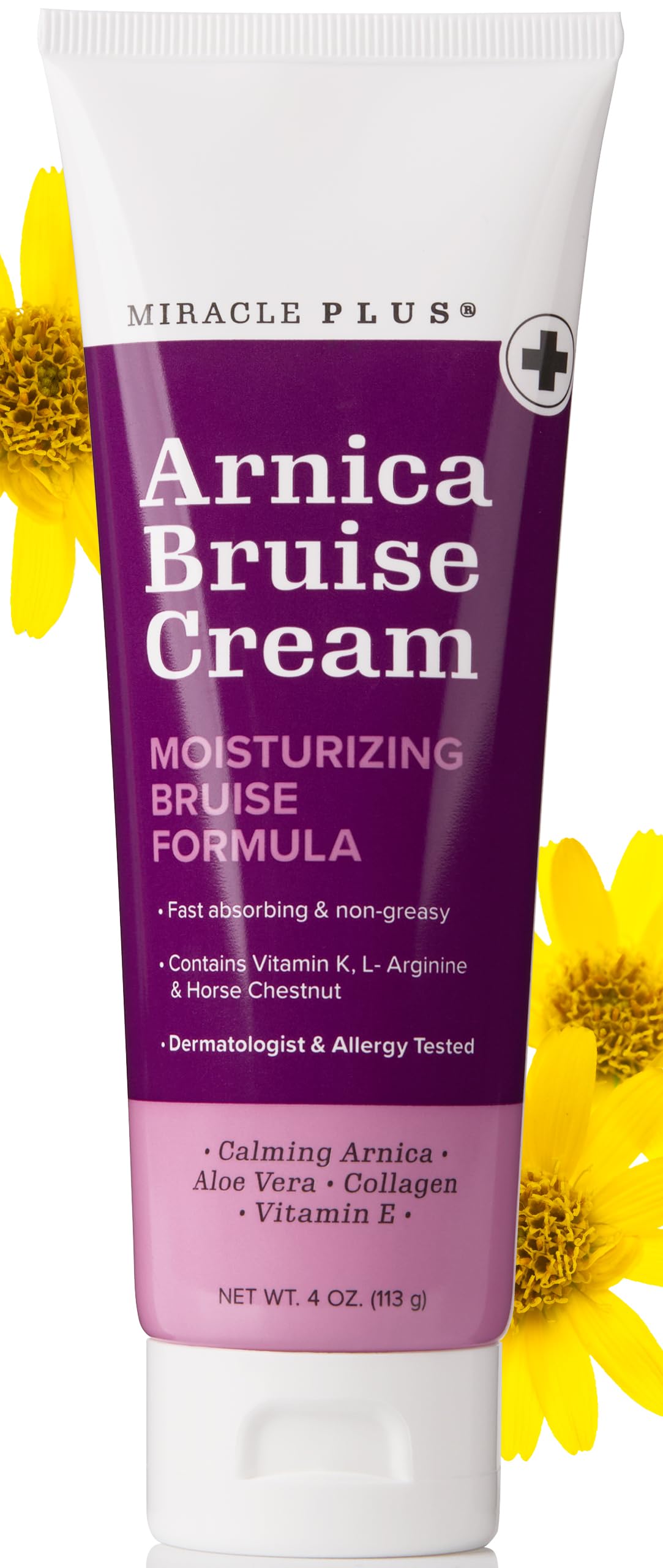 Miracle PlusArnica Cream Bruise Relief Lotion For Bruising And Swelling On Skin | Bruise Cream Extra Strength Vitamin K Cream | Moisturizing Bruise Formula Skin Care Gel W/ Horse Chestnut, 4 Ounce