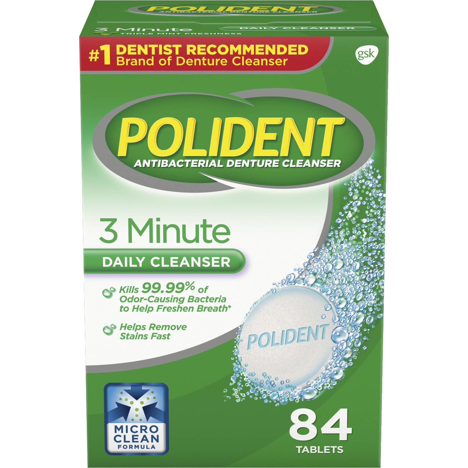 PolidentPolident Denture Cleanser Antibacterial, Antibacterial 84 tabs