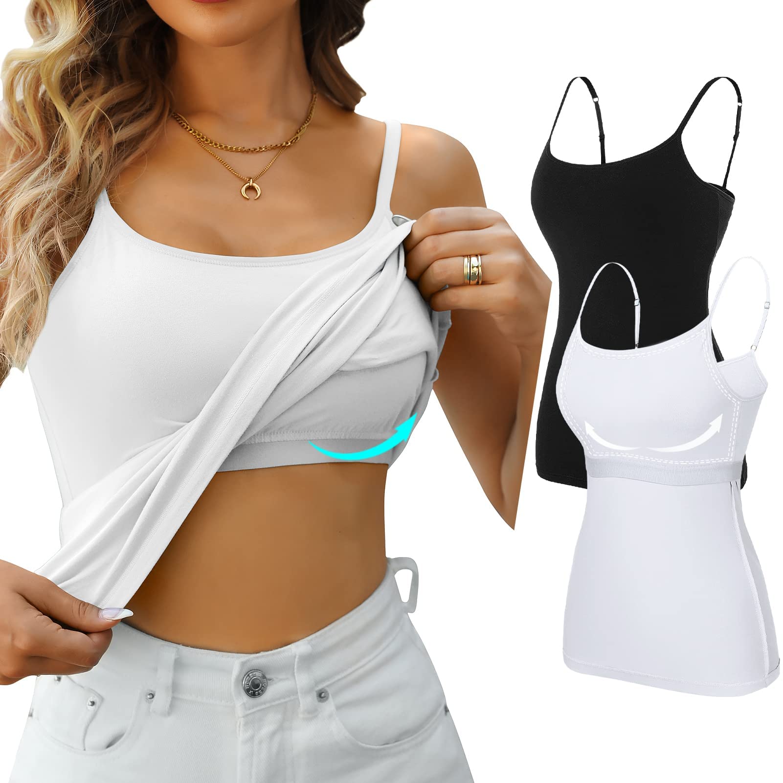 CharmLeaksWomens Cotton Camisole Sleeveless Cami Vest Top Yoga Tank Tops