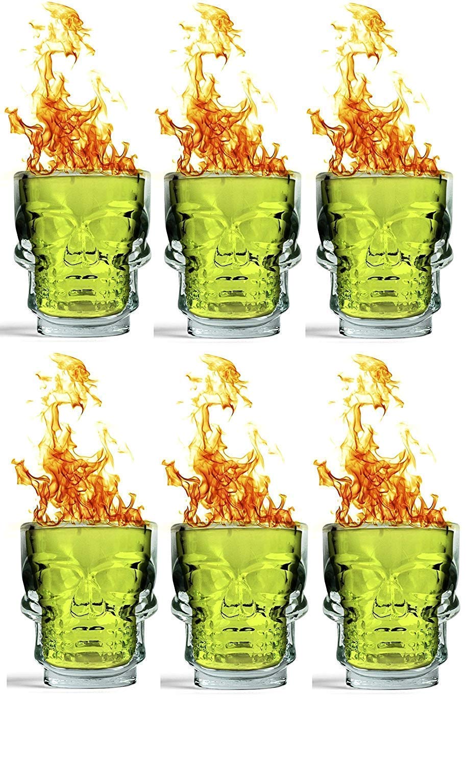 Skull Shape Shot Glass 65 ml (Set of 6) for Vodka Shot, Tequila Shot, Liquor Shot, Wine Tasting, Cocktail Pour - Transparent