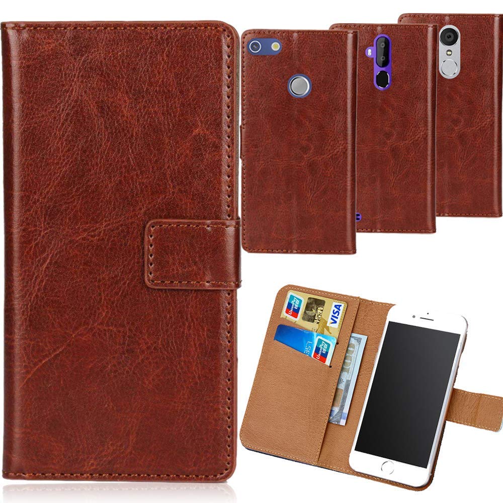 DingshengkPU Flip Folio Leather Case For Doro 5516/5517 2.4" Book Wallet Business Phone Protection Protector Protective Cover Skin Pouch Etui (Brown)