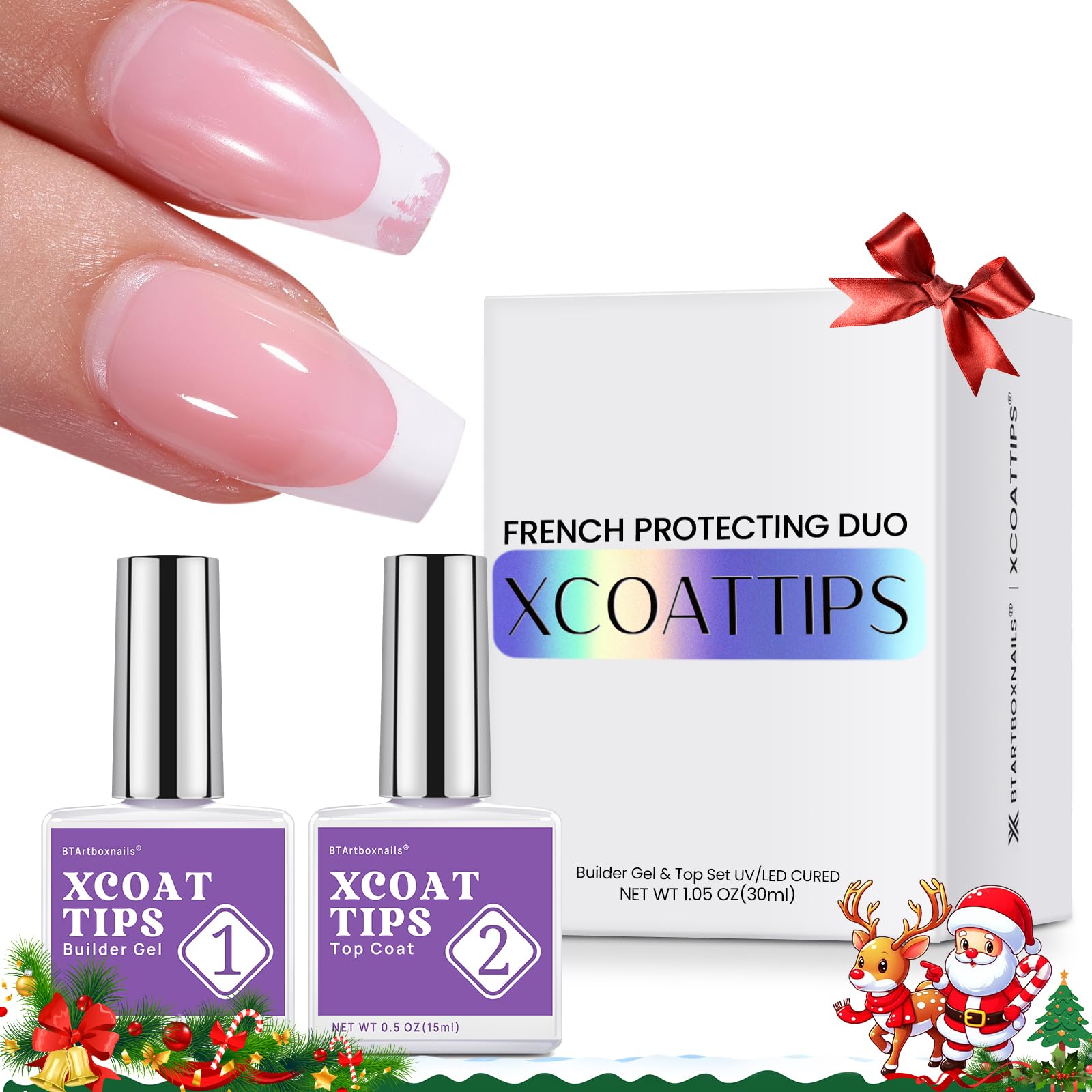 BTArtboxnails XCOATTIPS French Protecting DUO builder gel and top coat set to Protect French XCOATTIPS, No More French Tips Area chipping