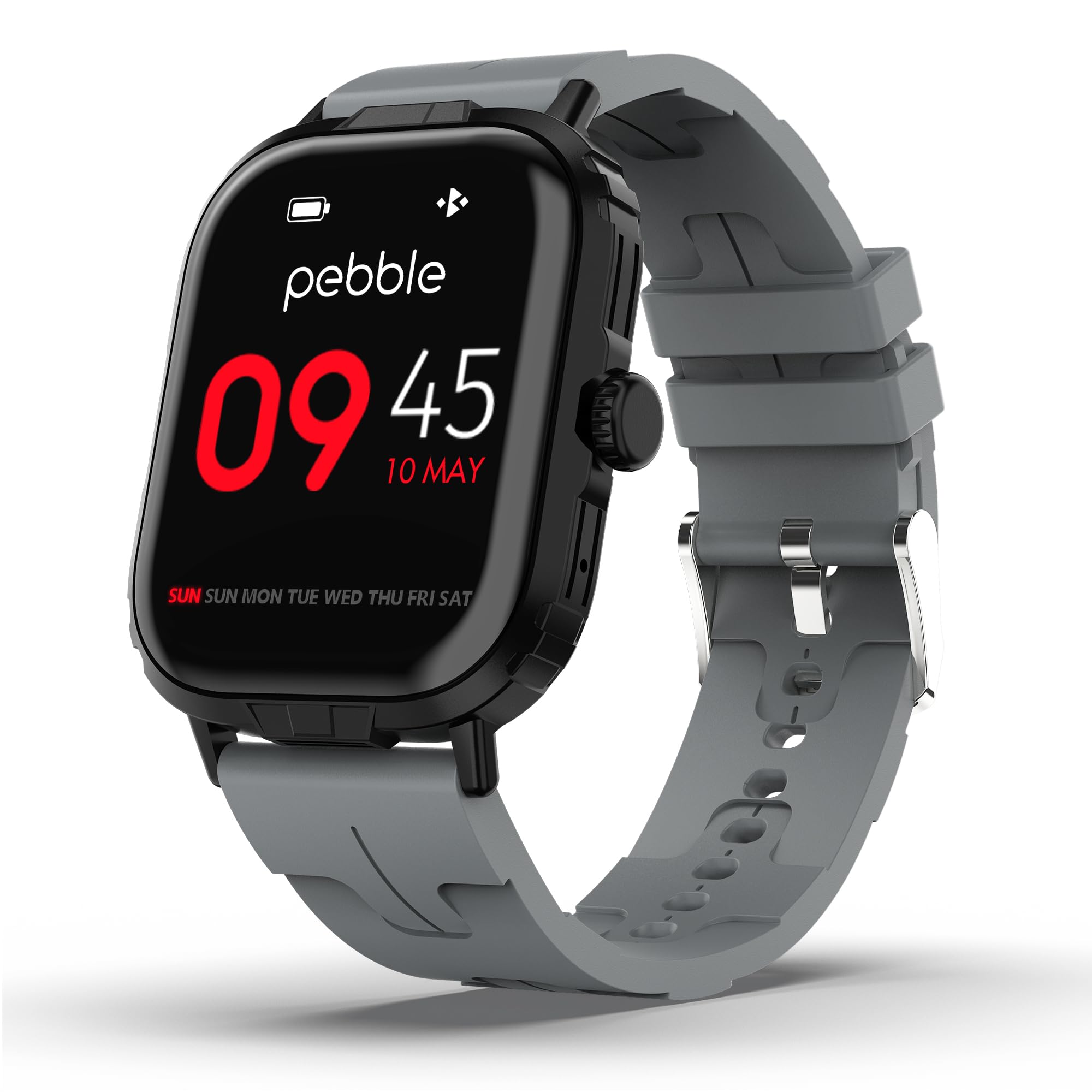 Pebble Nomad Pro Smart Watch for Men and Women, 1.99" True HD Display, Bluetooth Calling, Rugged Build, Rotating Crown, DIY Watch Faces, 100+ Sports Modes, IP68 Water and Dust Resistance, Rocky Grey