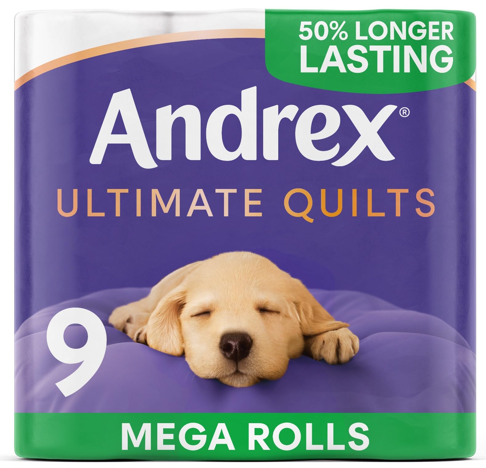 Andrex Ultimate Quilts Toilet Tissue 9 Mega Toilet Rolls - 13.5 Standard Toilet Rolls, Air Pocket Technology for Soft, Thick Sheets (Previously Andrex Supreme Quilts Toilet Paper) 9 Mega Toilet Rolls