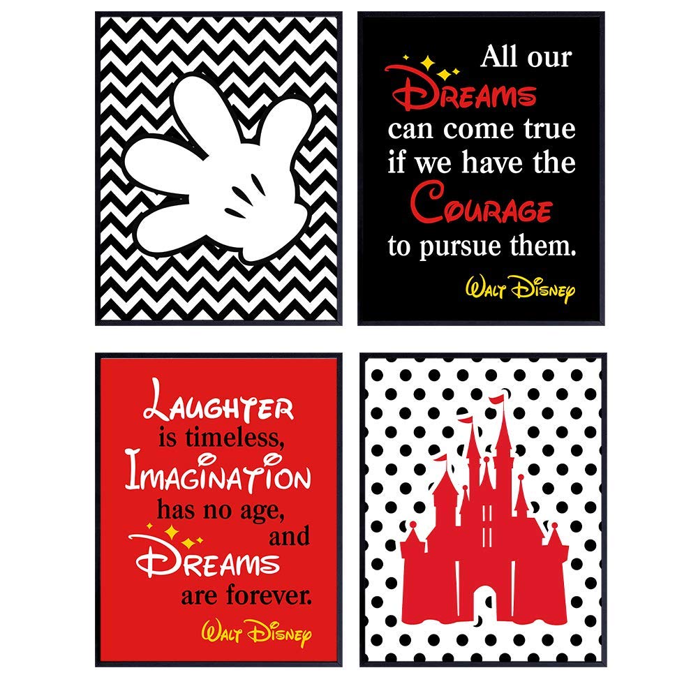 Walt Quotes Wall Decor Set - 8x10 Decorations - Inspirational Art Quotes Posters for Bedroom, Living Room, Home, Office - Gift for Women, World Fans - UNFRAMED prints