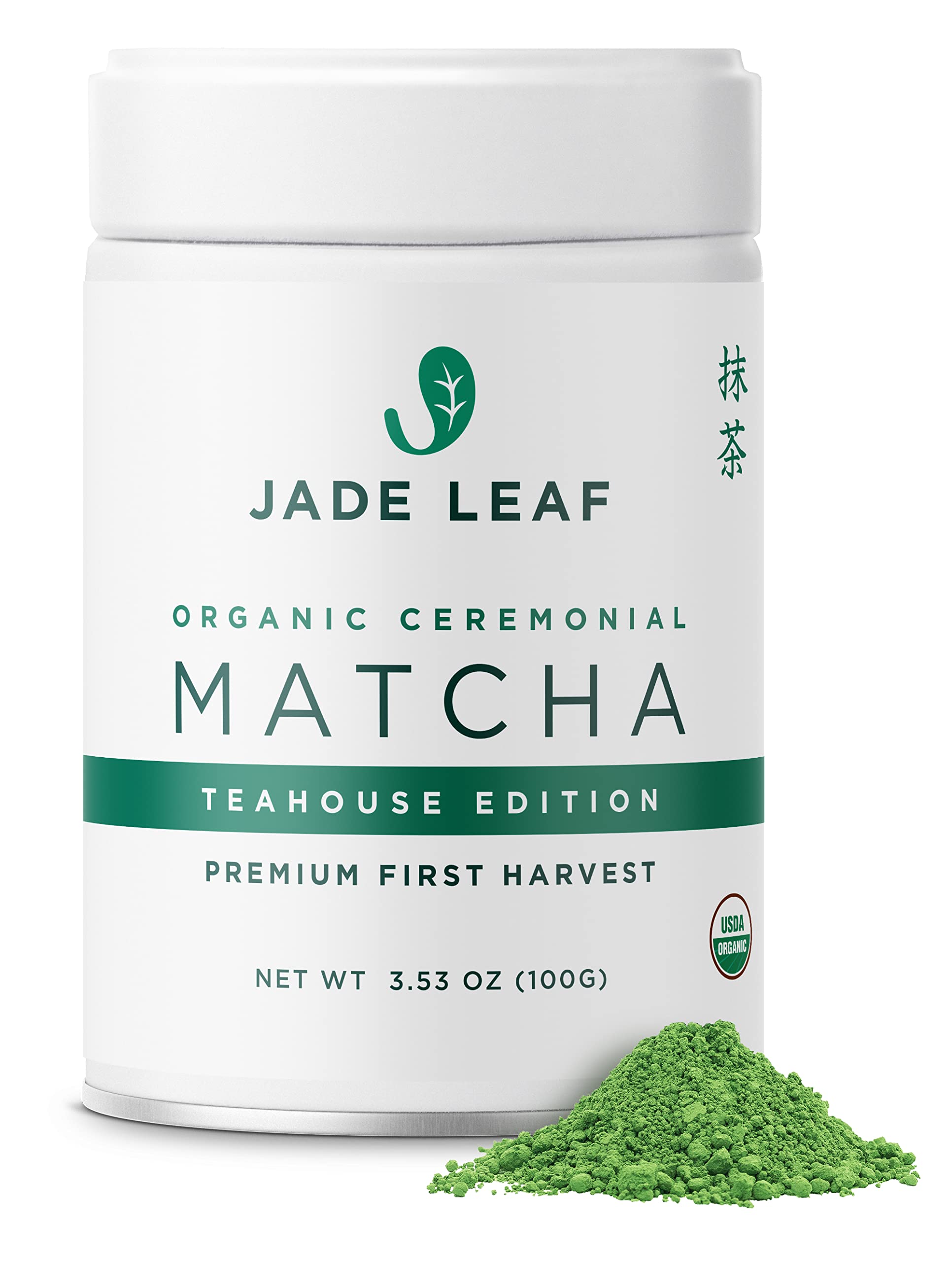 Jade Leaf Matcha Organic Ceremonial Grade Matcha Green Tea Powder - Authentic Japanese Origin - Teahouse Edition Premium First Harvest (3.53 Ounce)