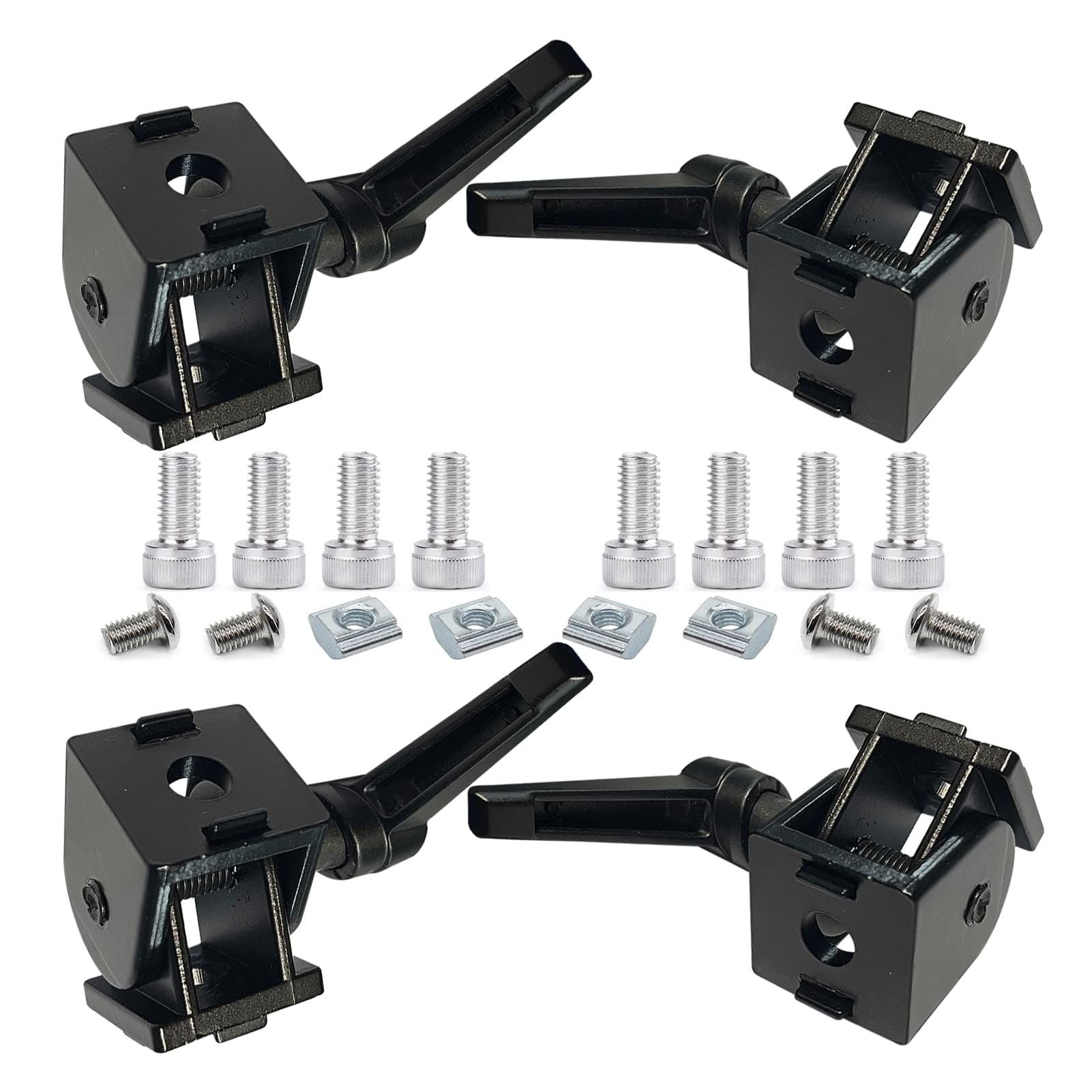 4 Sets 2020 Series Aluminum Extrusion Profile Black Flexible Pivot Joint Connector with Handles