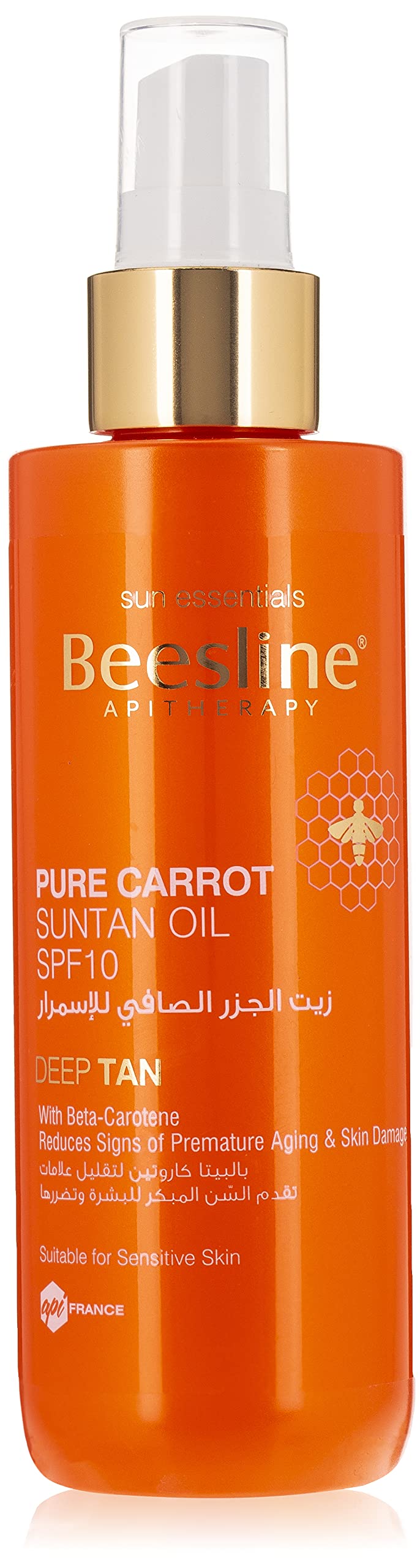 Beesline Pure Carrot Suntan Oil SPF 10, With Beta-Carotene Reduces Signs of Premature Aging & Skin Damage, Suitable for Sensitive Skin, 200ml