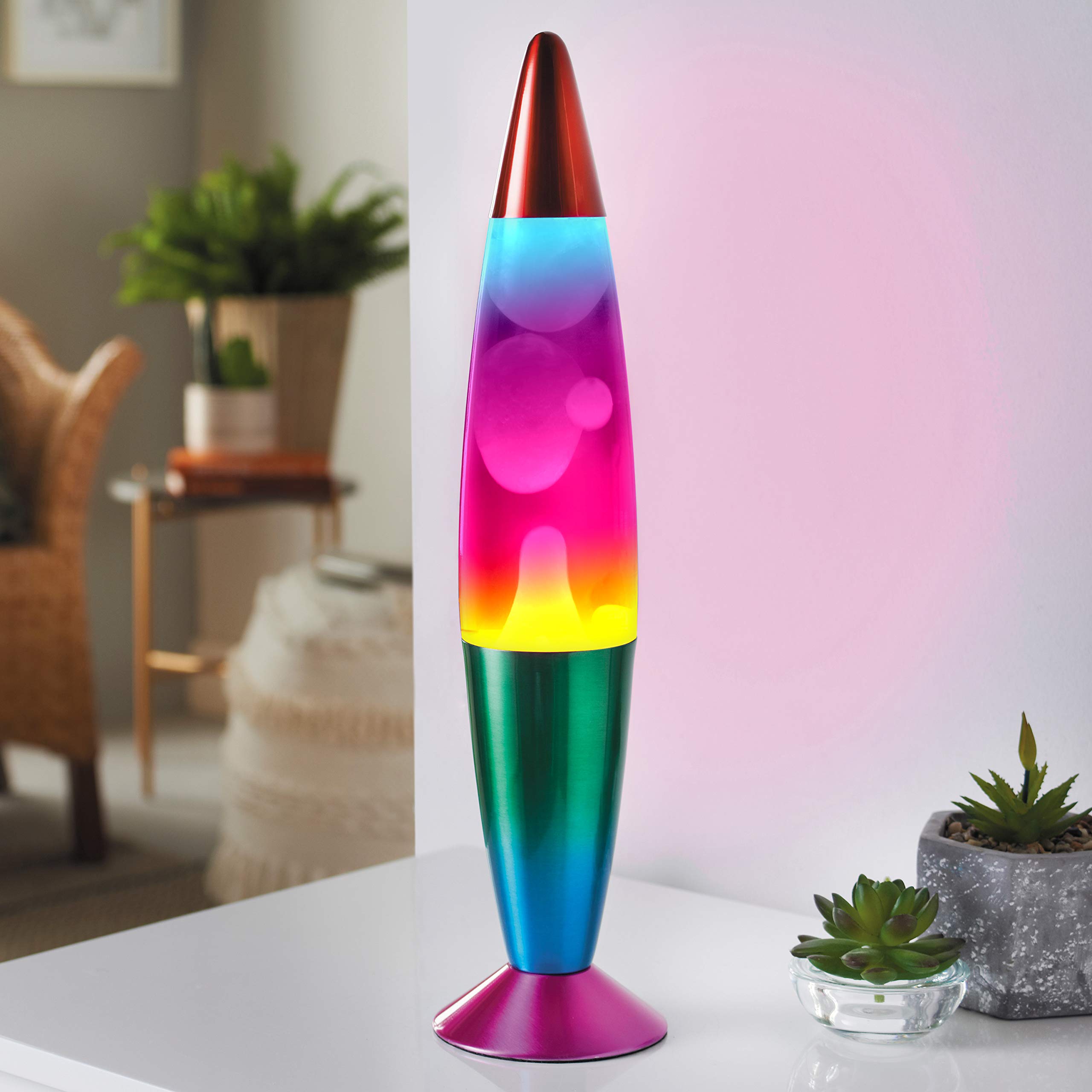 Global Gizmos55149 16” Rainbow Lava Lamp | Retro Nostalgia | Relaxing Mood Light | Decorative Illumination