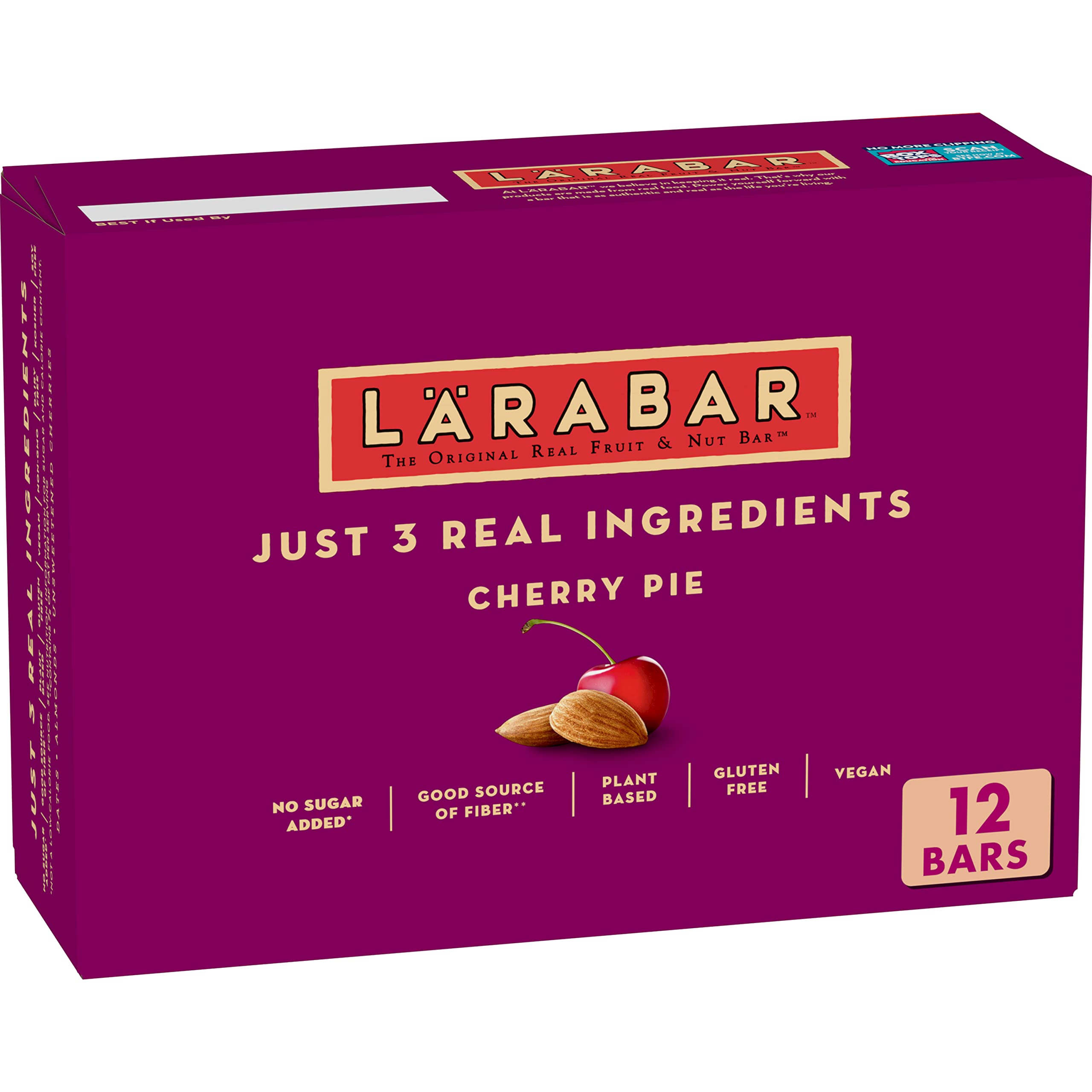 Larabar Cherry Pie, Gluten Free Vegan Fruit & Nut Bars, 1.6 oz bars, 12 ct