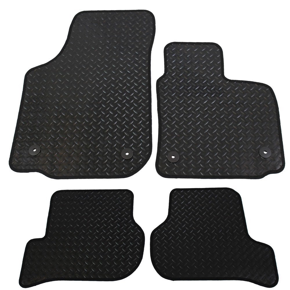 JVL 1265R Seat Leon MK2 2009-2012 Fully Tailored 4 Piece Rubber Car Mat Set with 4 Clips, Black, Set of 4